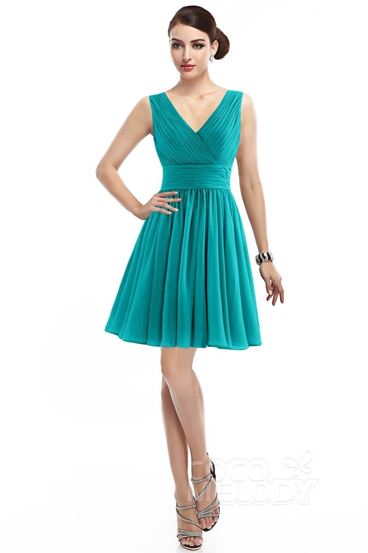 A-Line Short Mini Chiffon Bridesmaid Dress COZK14019