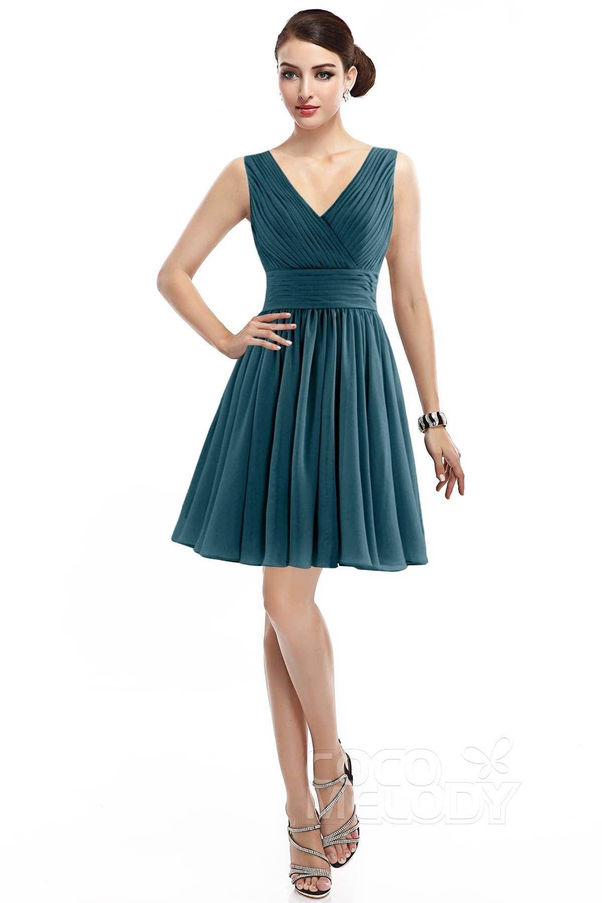 A-Line Short Mini Chiffon Bridesmaid Dress COZK14019