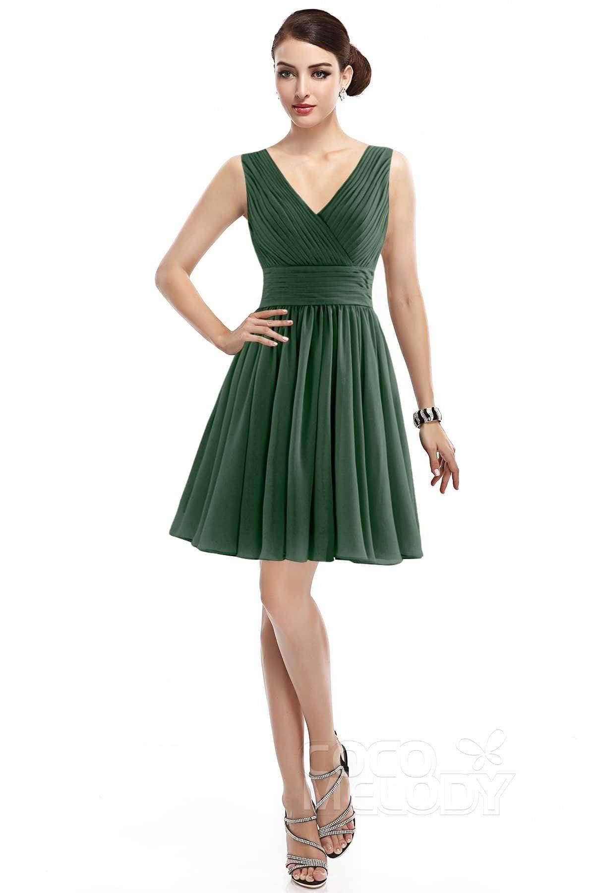 A-Line Short Mini Chiffon Bridesmaid Dress COZK14019