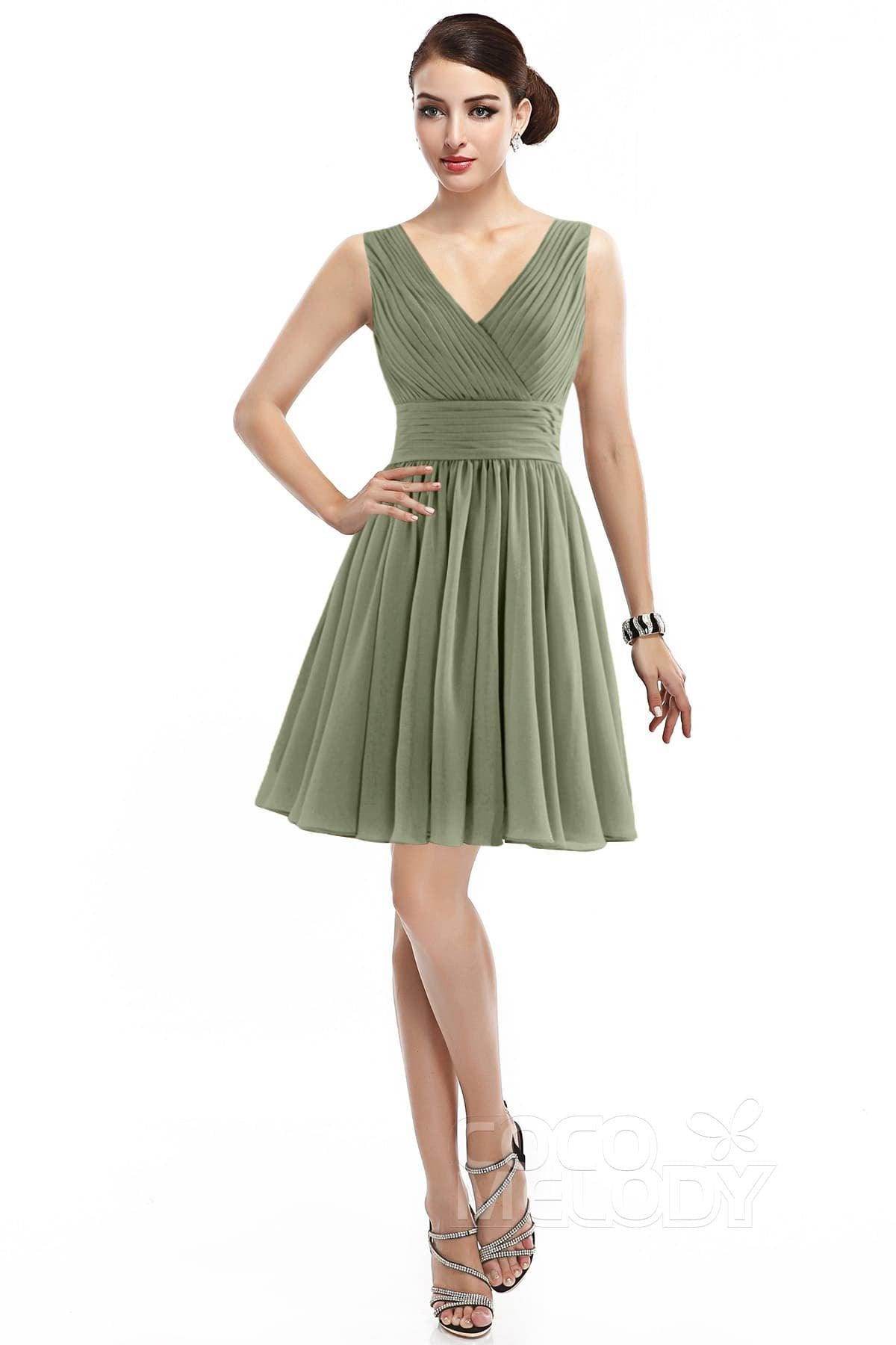 A-Line Short Mini Chiffon Bridesmaid Dress COZK14019
