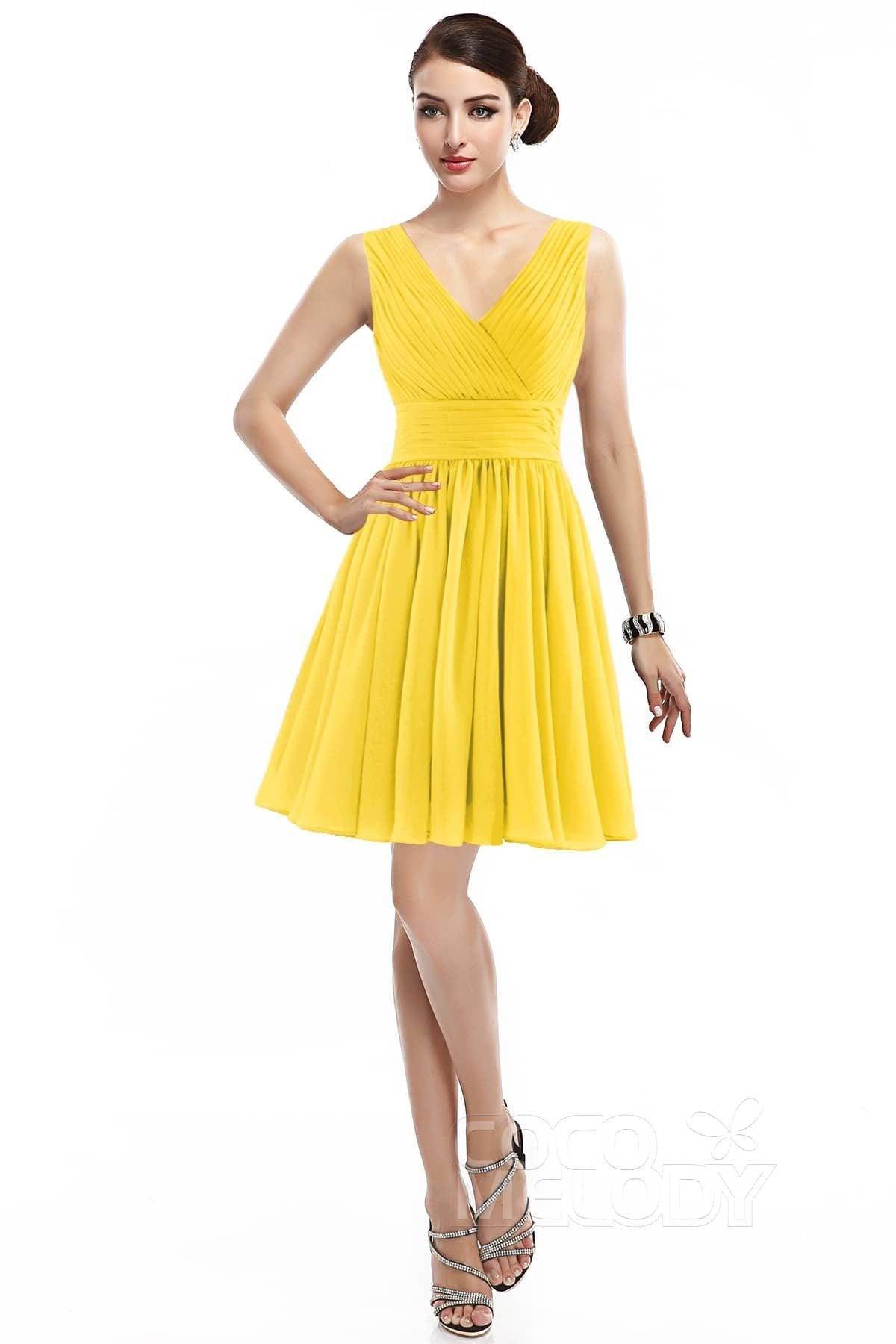 A-Line Short Mini Chiffon Bridesmaid Dress COZK14019