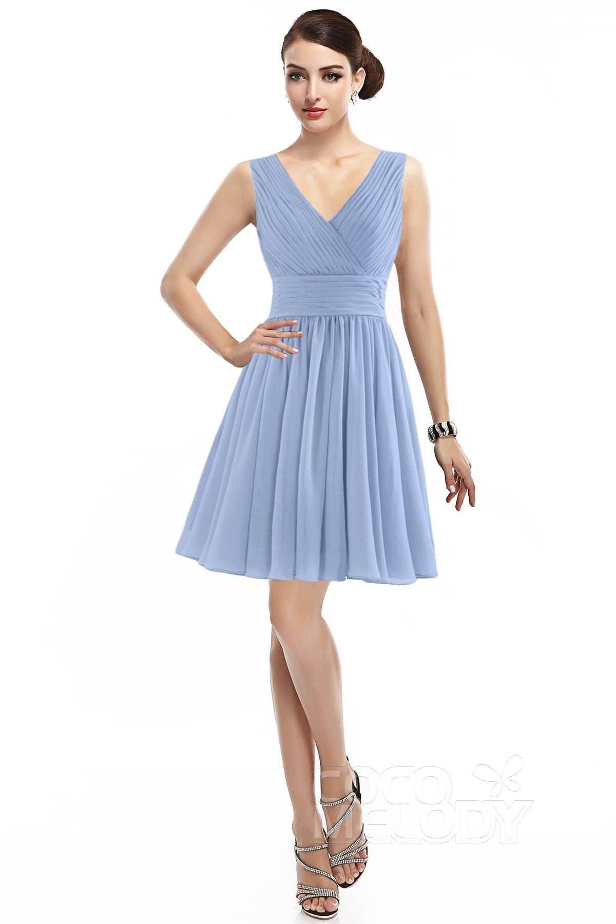 A-Line Short Mini Chiffon Bridesmaid Dress COZK14019
