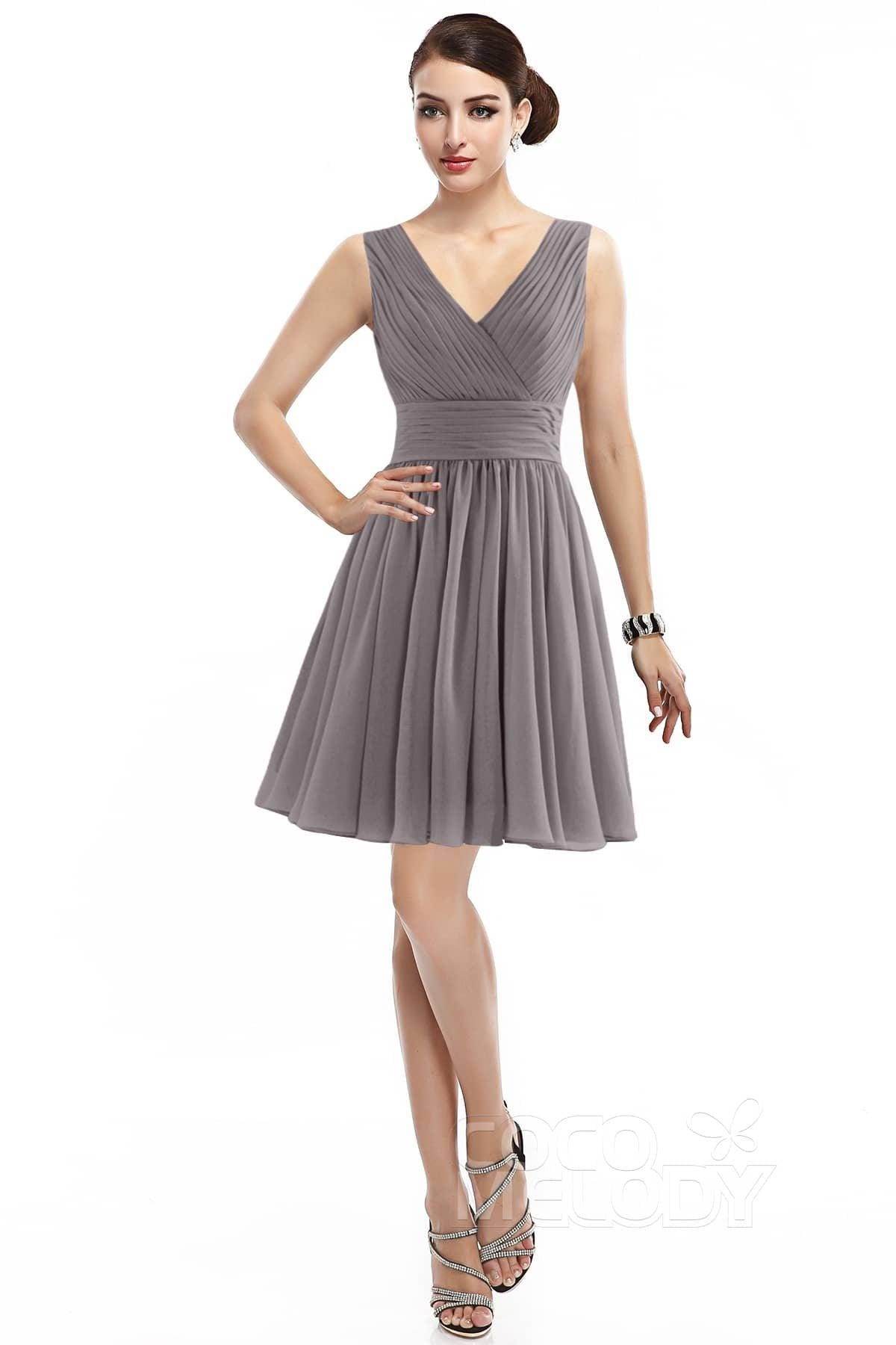 A-Line Short Mini Chiffon Bridesmaid Dress COZK14019
