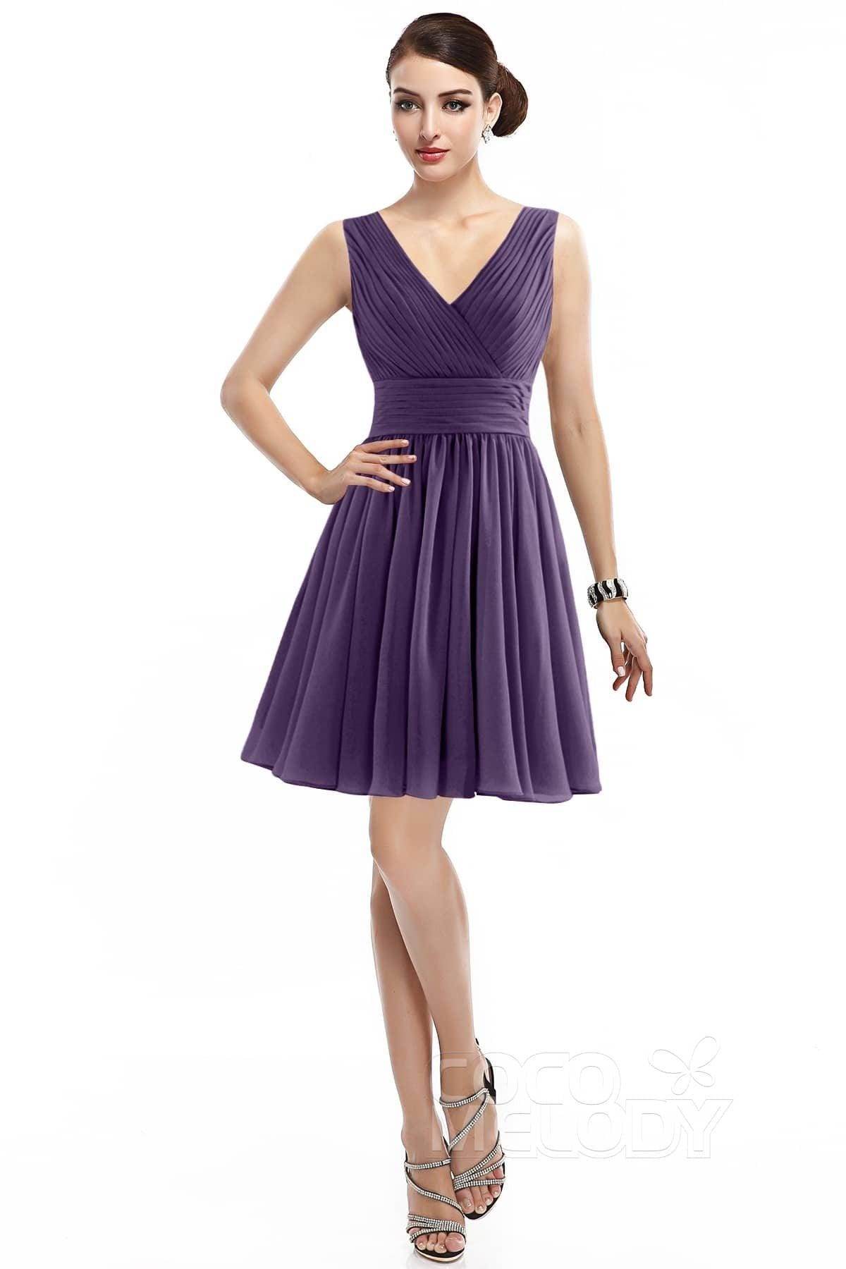 A-Line Short Mini Chiffon Bridesmaid Dress COZK14019