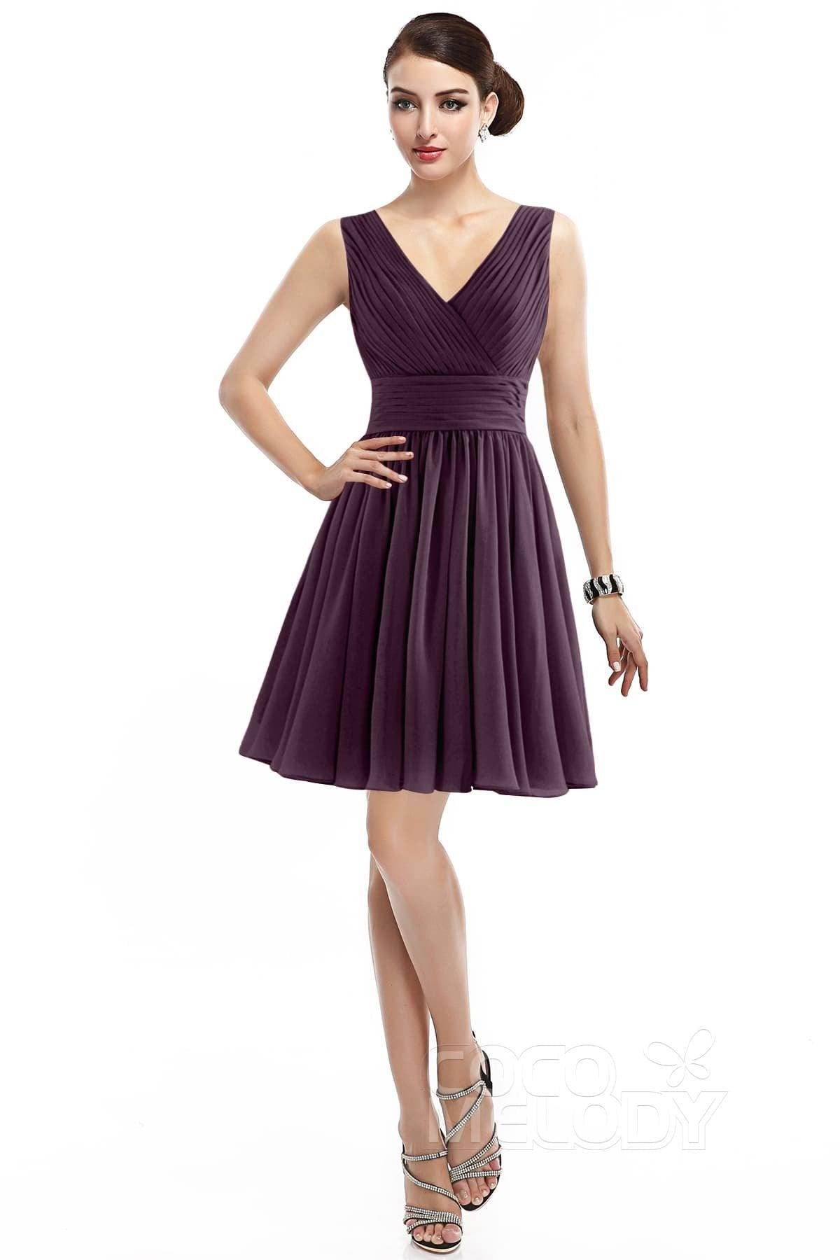 A-Line Short Mini Chiffon Bridesmaid Dress COZK14019