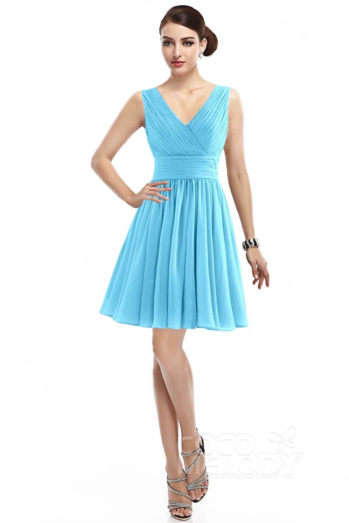 A-Line Short Mini Chiffon Bridesmaid Dress COZK14019