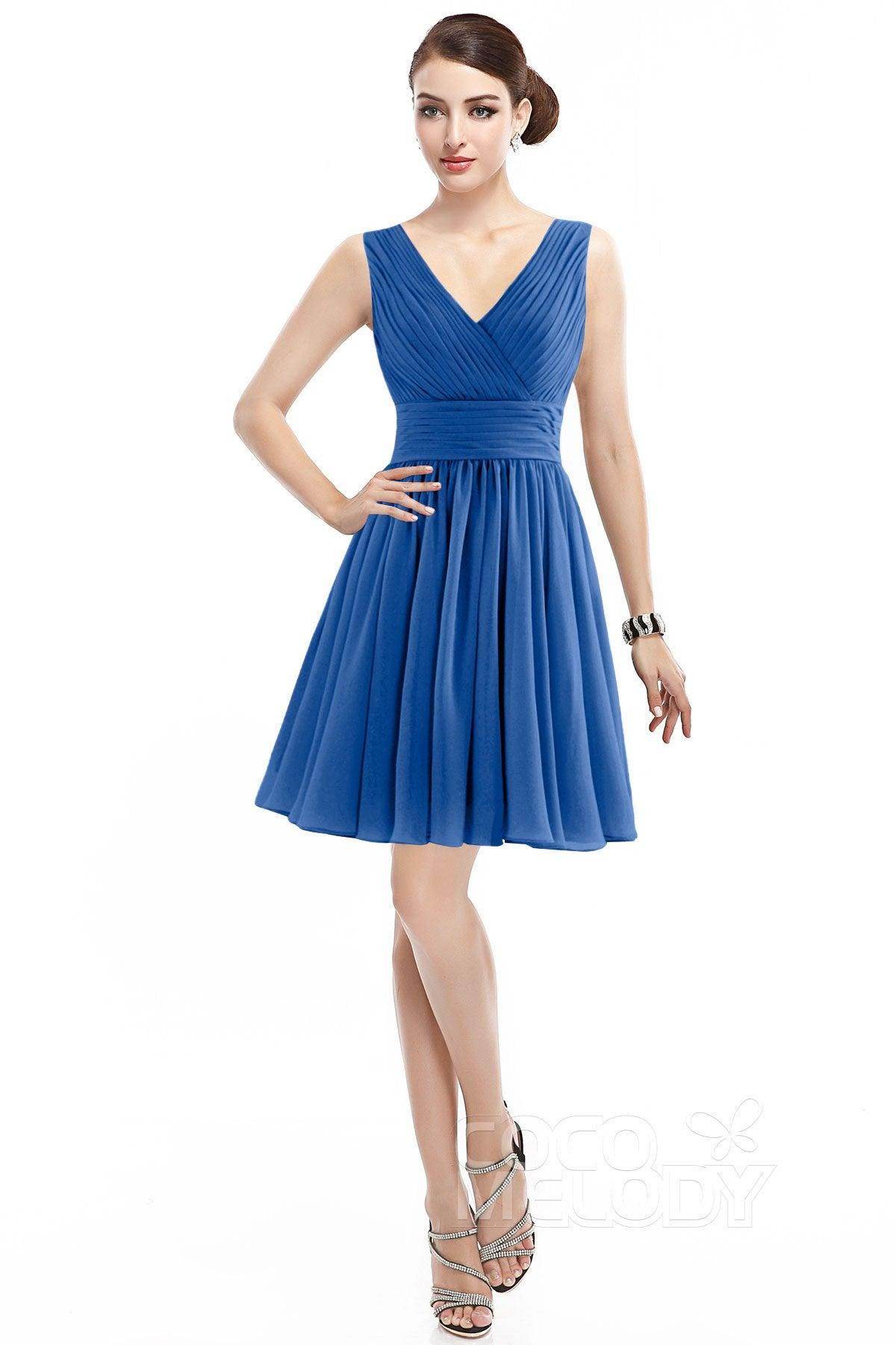 A-Line Short Mini Chiffon Bridesmaid Dress COZK14019
