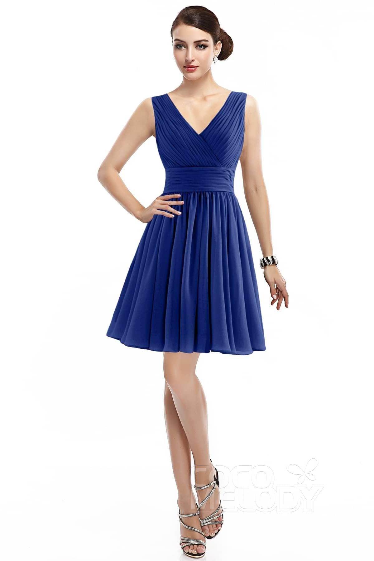 A-Line Short Mini Chiffon Bridesmaid Dress COZK14019