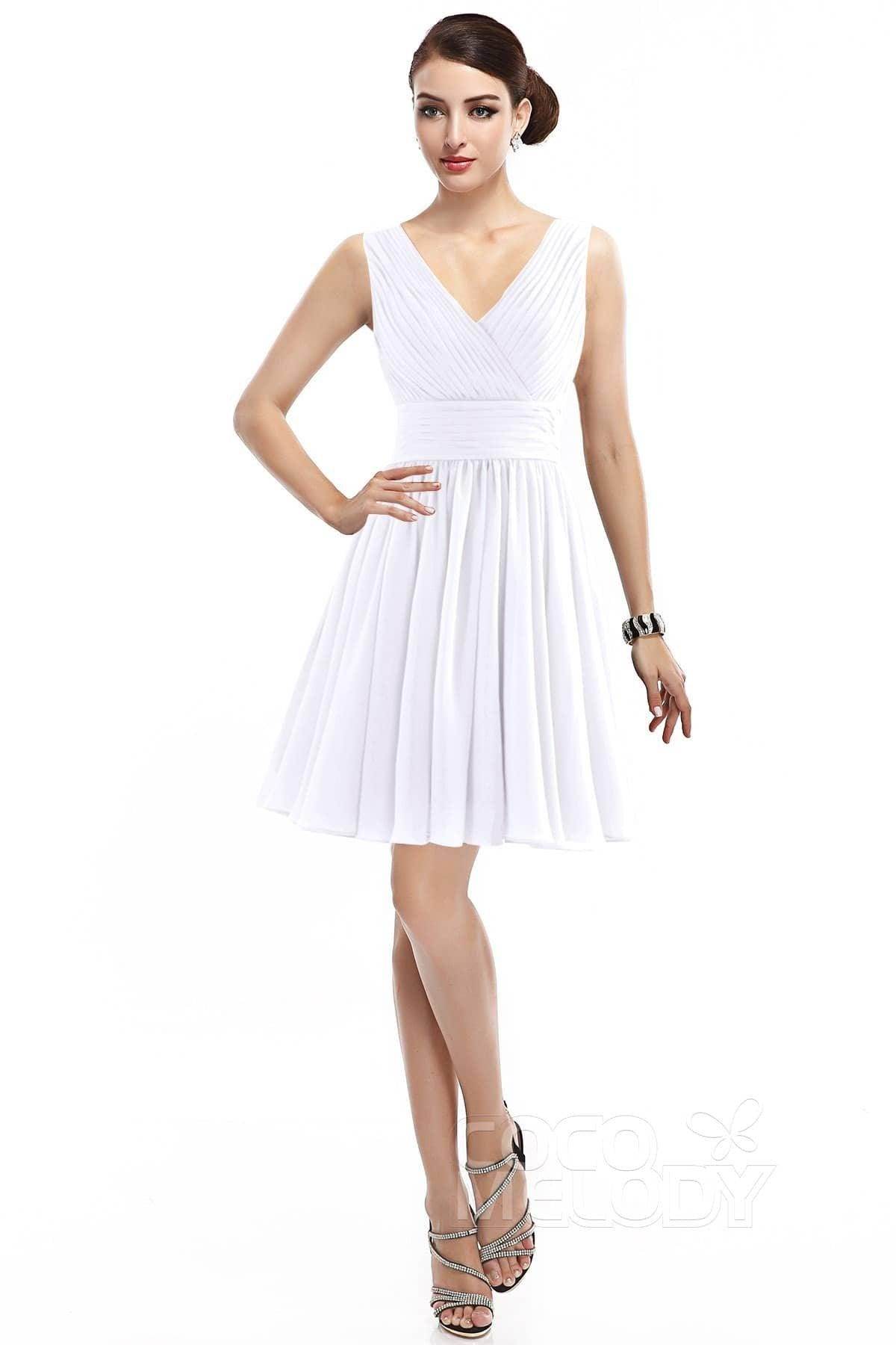 A-Line Short Mini Chiffon Bridesmaid Dress COZK14019
