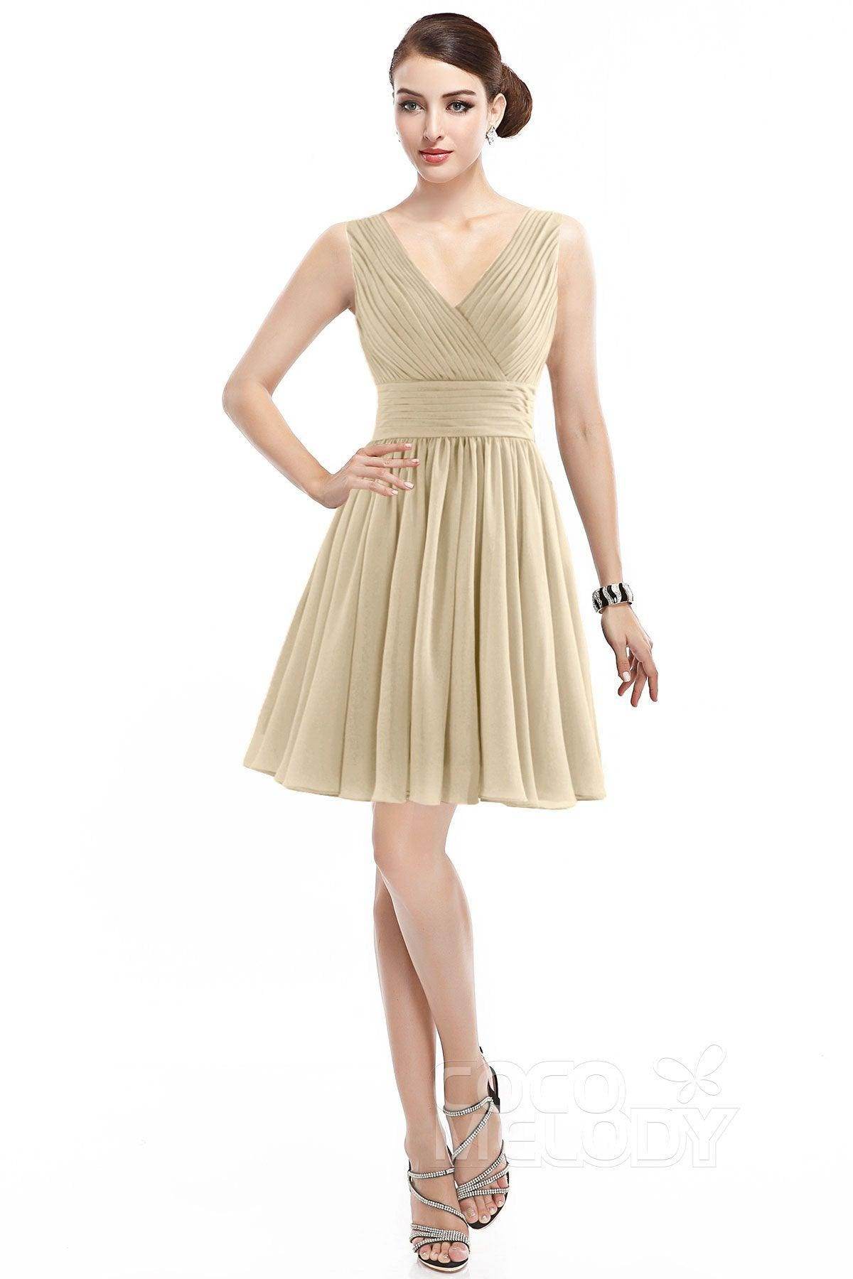A-Line Short Mini Chiffon Bridesmaid Dress COZK14019