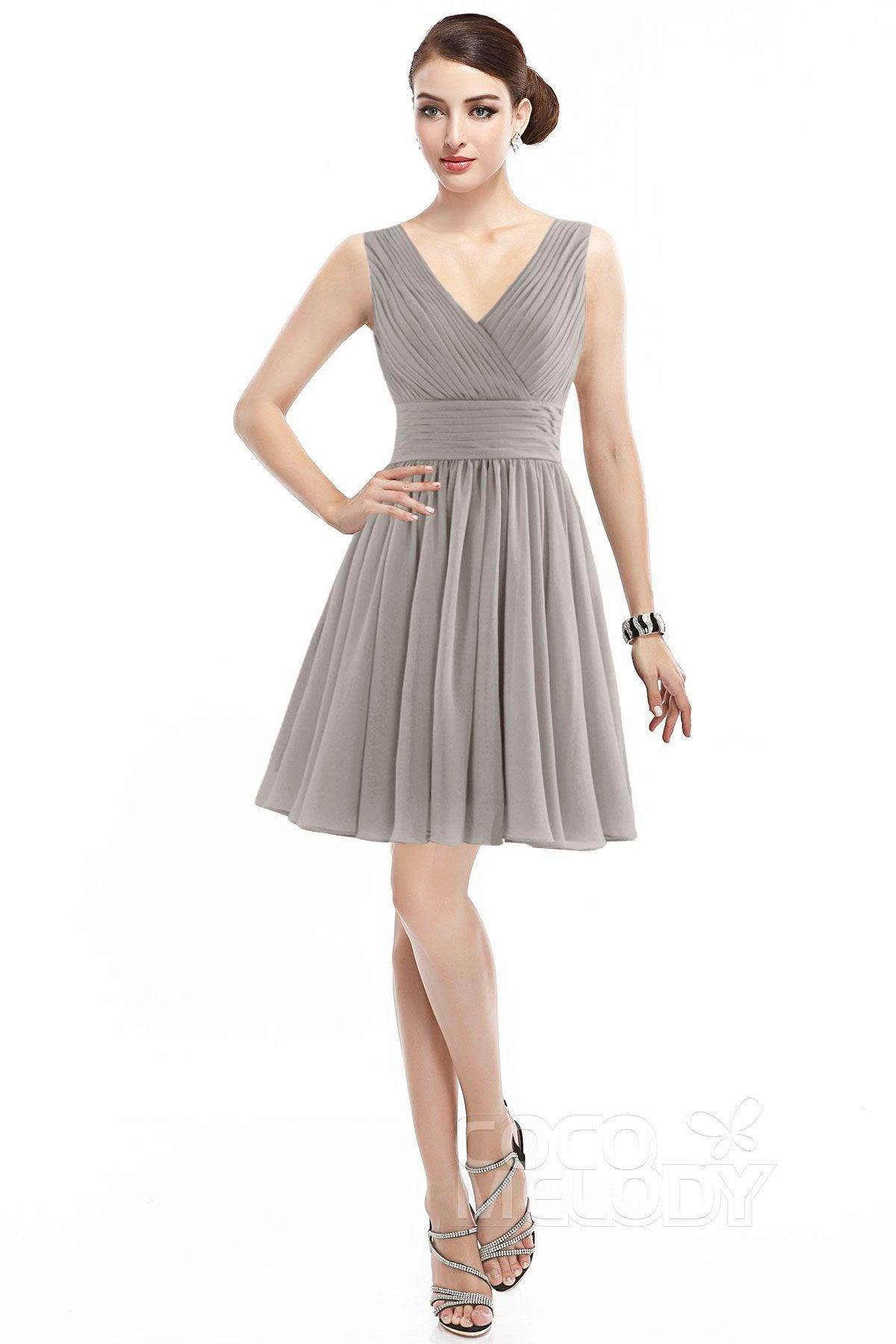 A-Line Short Mini Chiffon Bridesmaid Dress COZK14019