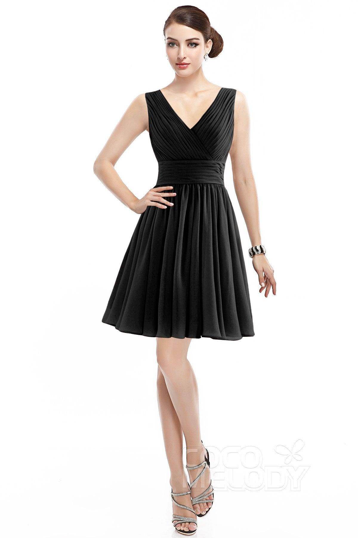 A-Line Short Mini Chiffon Bridesmaid Dress COZK14019