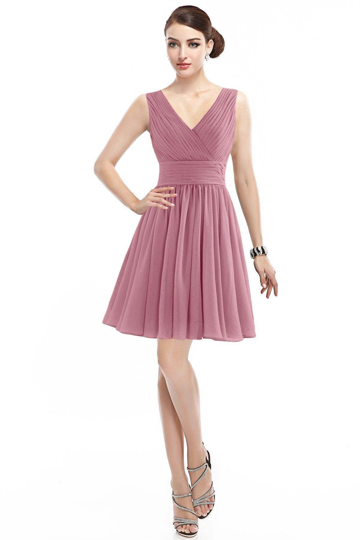 A-Line Short Mini Chiffon Bridesmaid Dress COZK14019