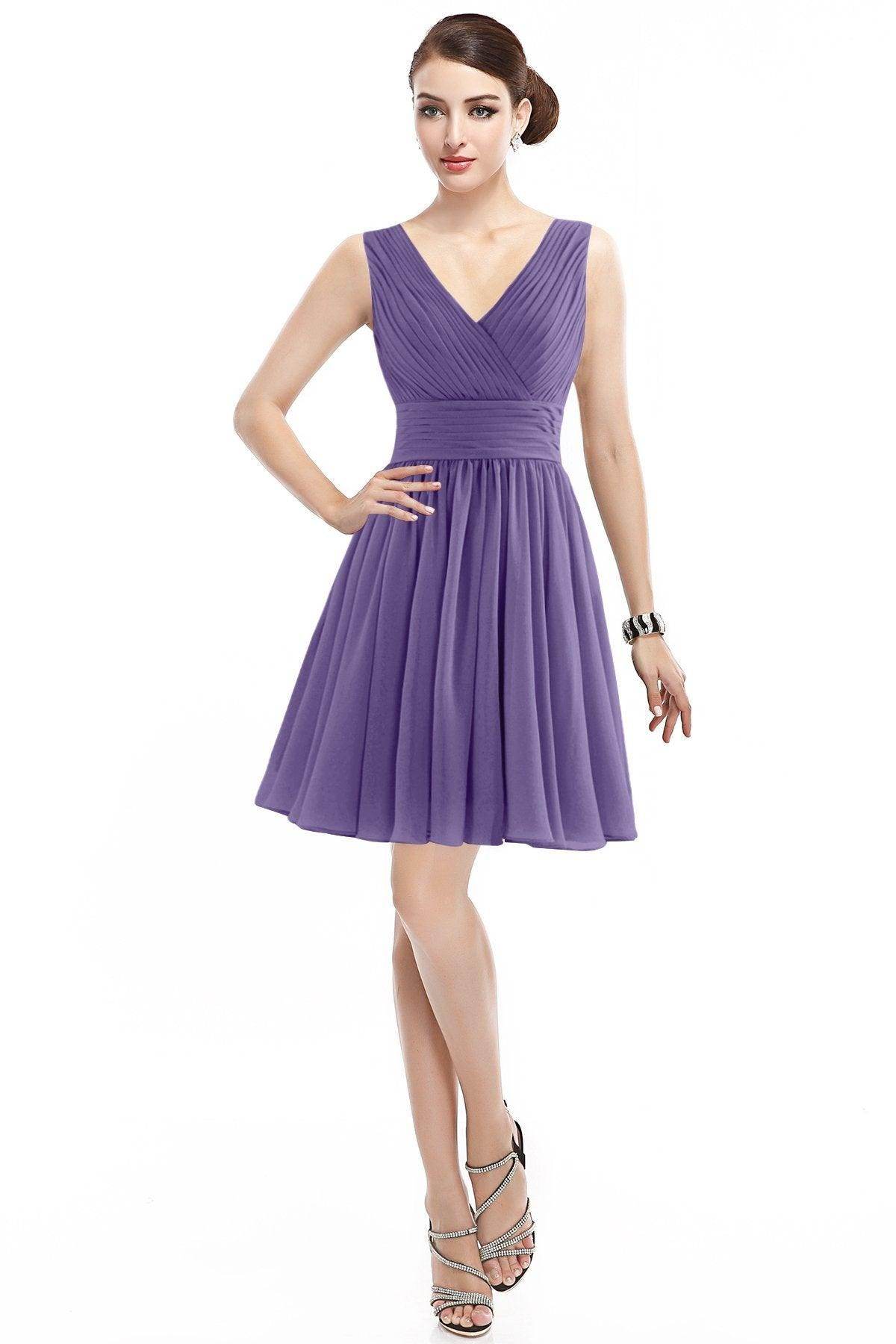 A-Line Short Mini Chiffon Bridesmaid Dress COZK14019