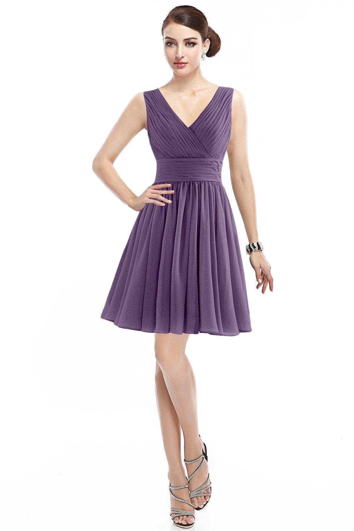 A-Line Short Mini Chiffon Bridesmaid Dress COZK14019