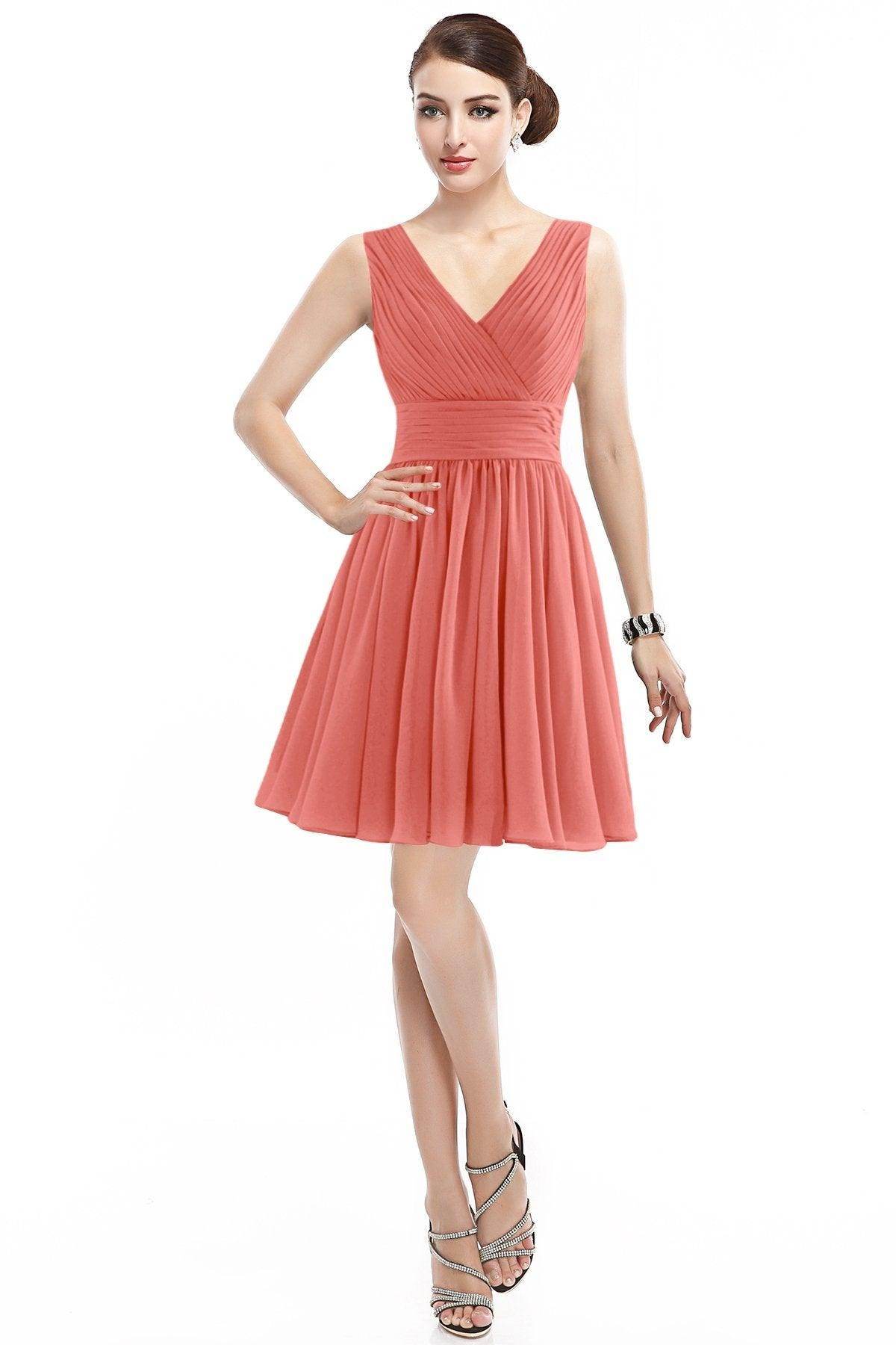 A-Line Short Mini Chiffon Bridesmaid Dress COZK14019