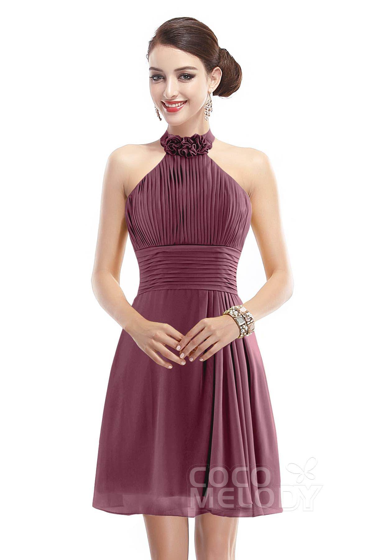 A-Line Short-Mini Chiffon Bridesmaid Dress COZK1401B