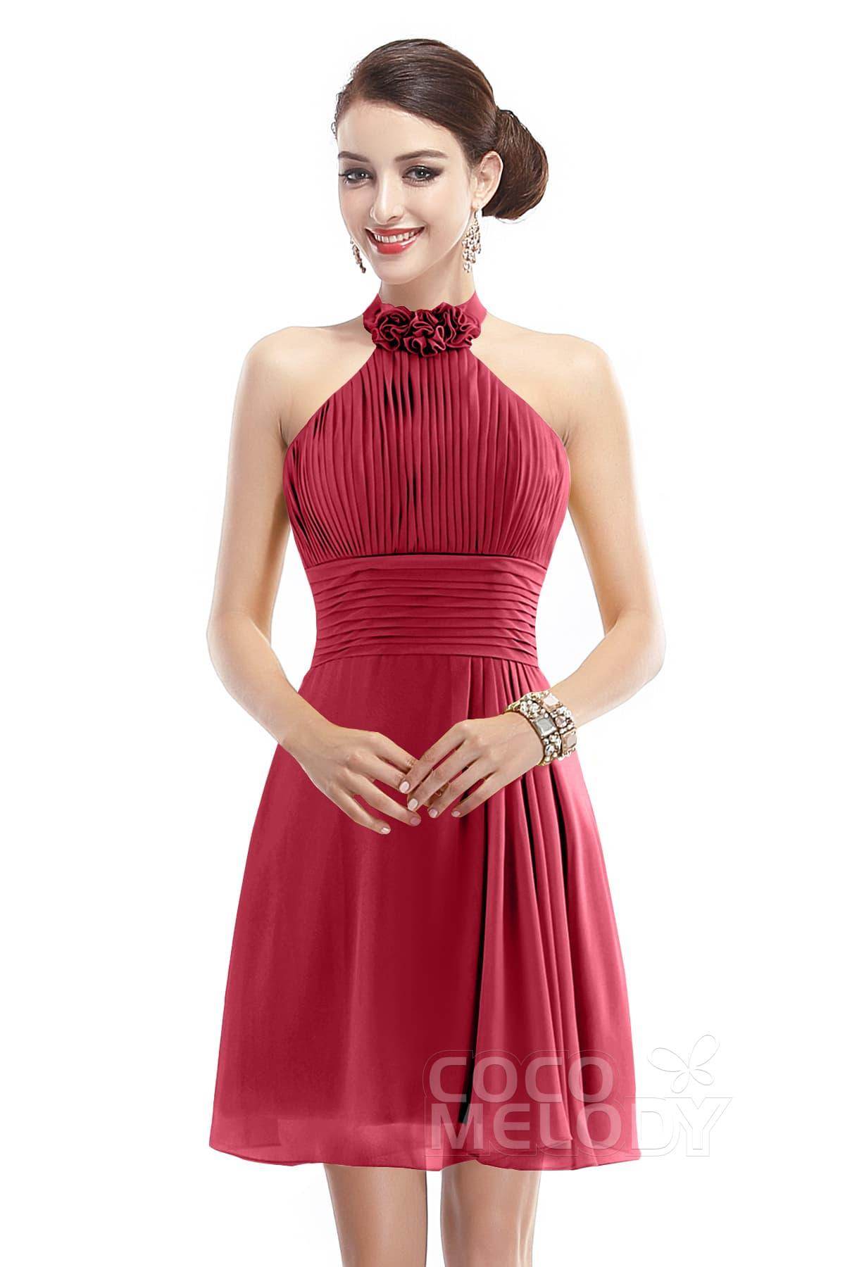 A-Line Short-Mini Chiffon Bridesmaid Dress COZK1401B