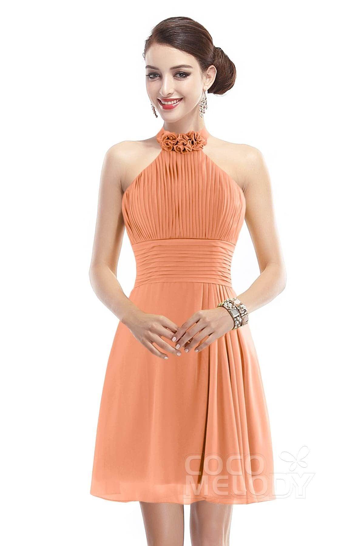 A-Line Short-Mini Chiffon Bridesmaid Dress COZK1401B