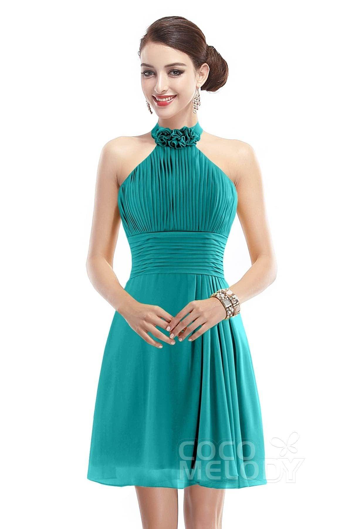 A-Line Short-Mini Chiffon Bridesmaid Dress COZK1401B