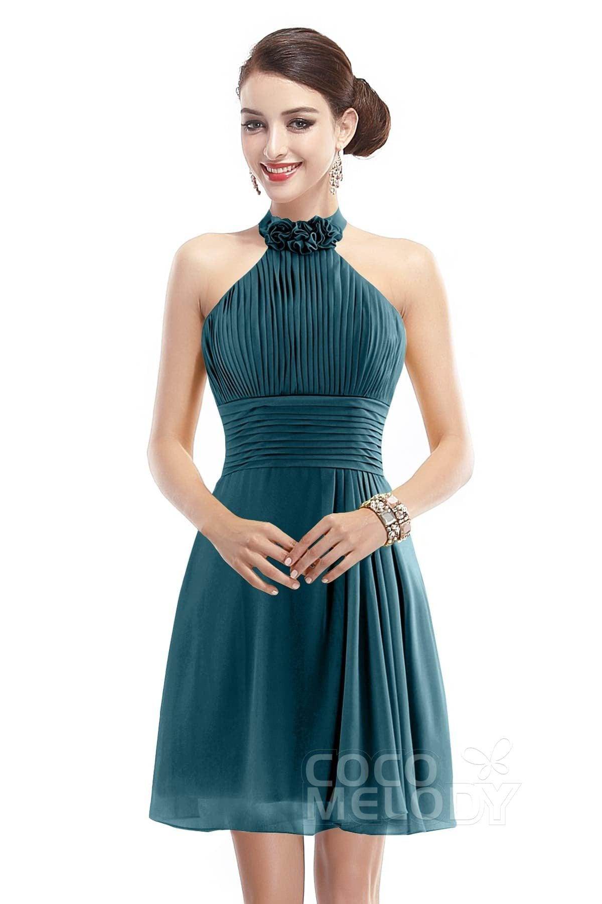 A-Line Short-Mini Chiffon Bridesmaid Dress COZK1401B
