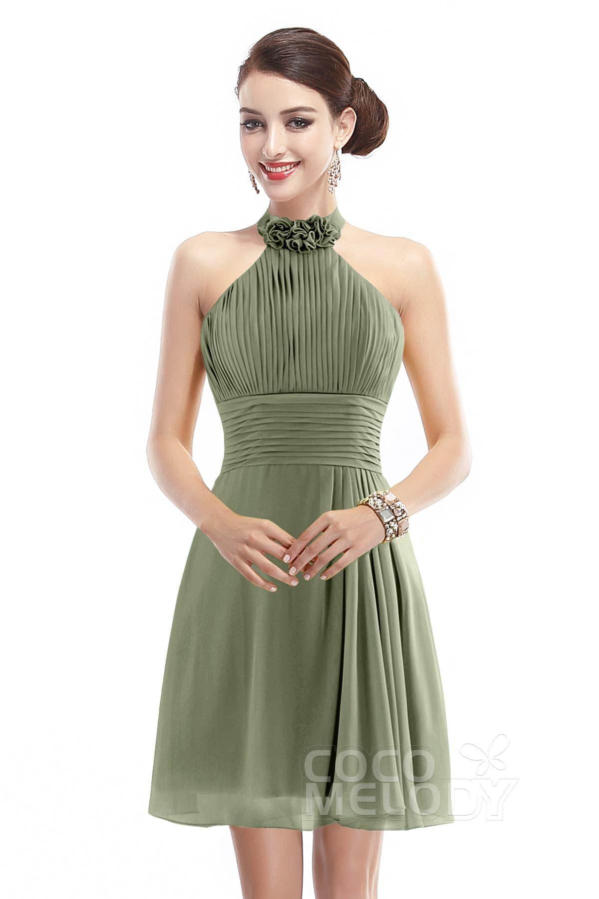 A-Line Short-Mini Chiffon Bridesmaid Dress COZK1401B