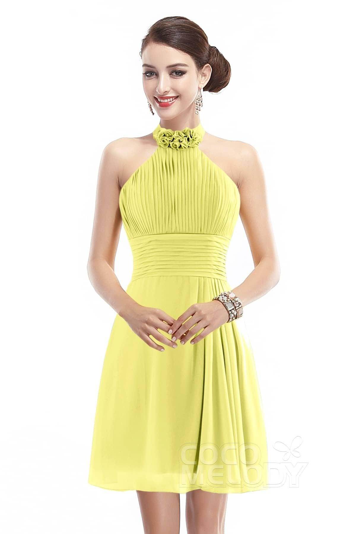 A-Line Short-Mini Chiffon Bridesmaid Dress COZK1401B