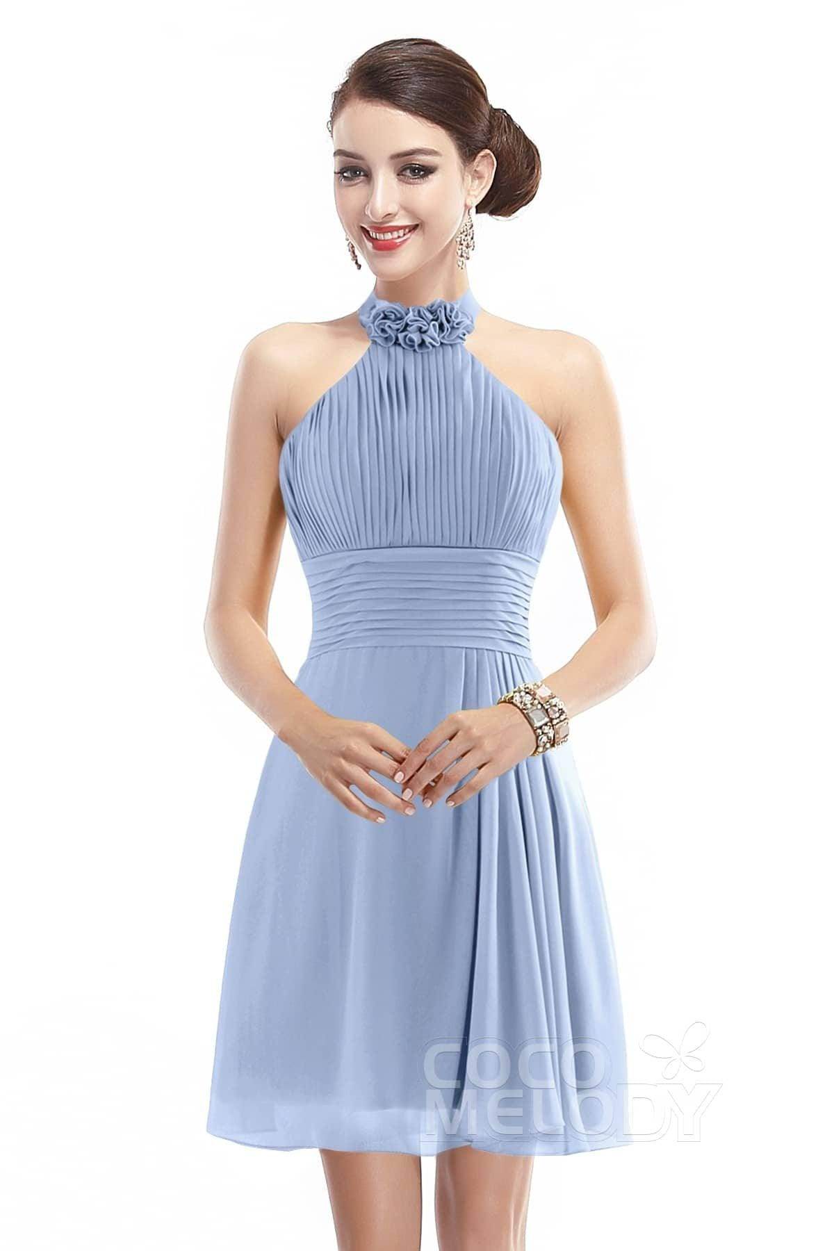 A-Line Short-Mini Chiffon Bridesmaid Dress COZK1401B