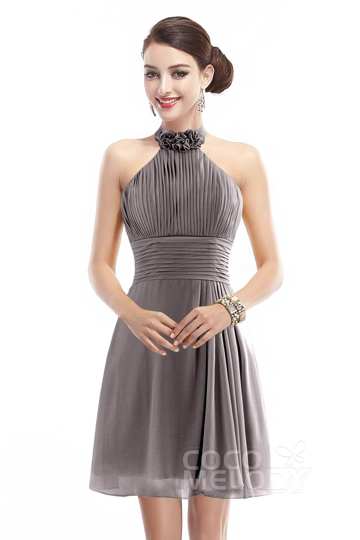 A-Line Short-Mini Chiffon Bridesmaid Dress COZK1401B