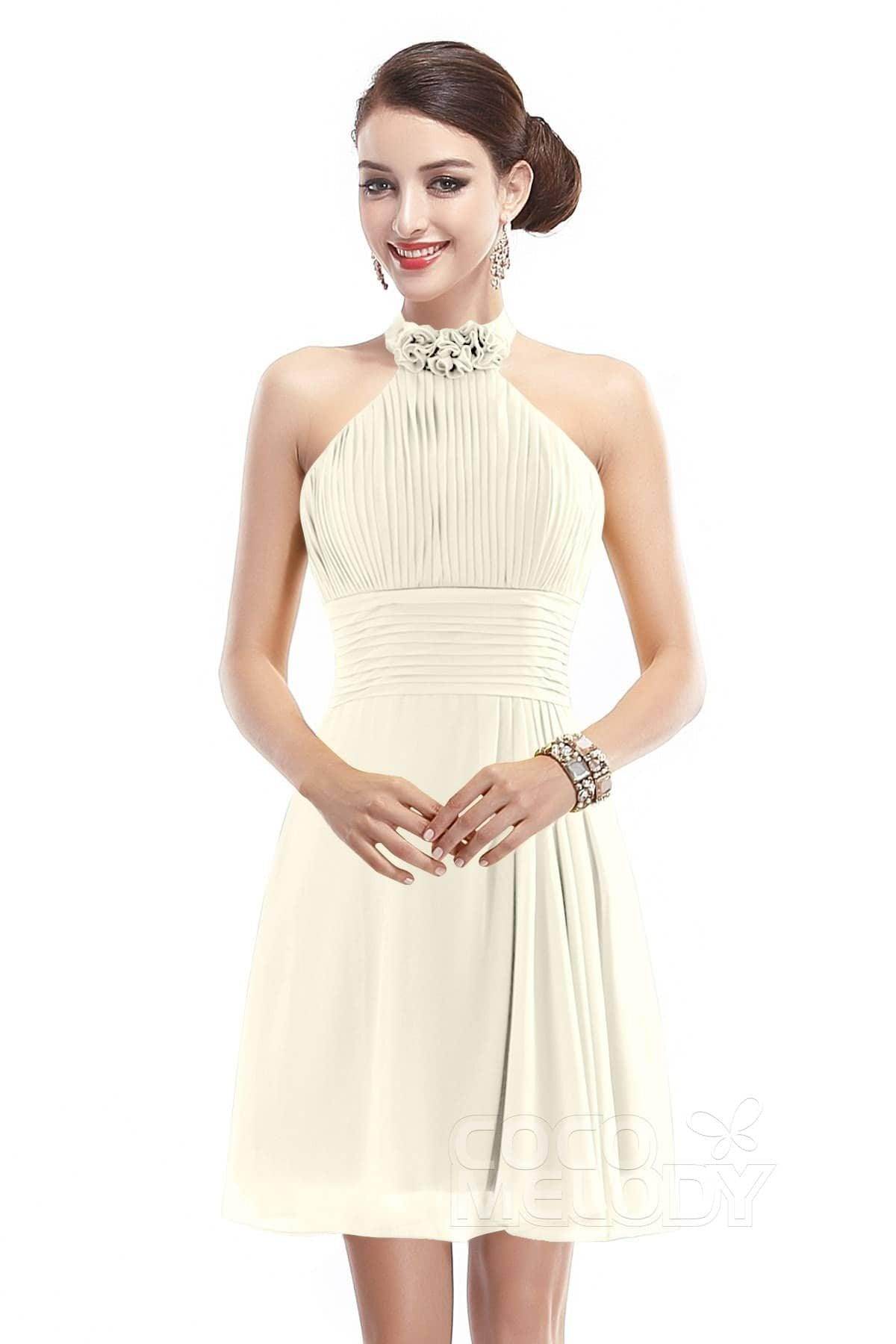A-Line Short-Mini Chiffon Bridesmaid Dress COZK1401B
