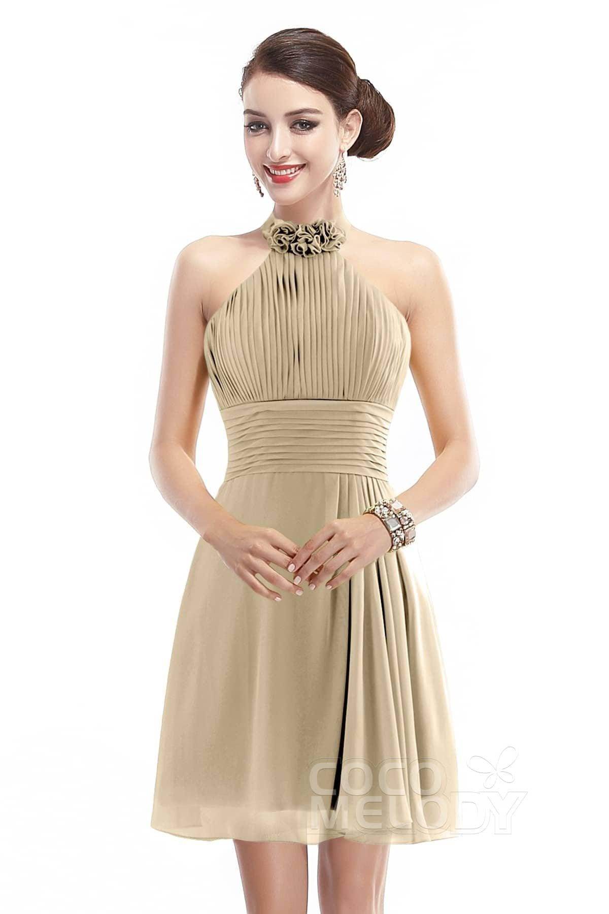 A-Line Short-Mini Chiffon Bridesmaid Dress COZK1401B