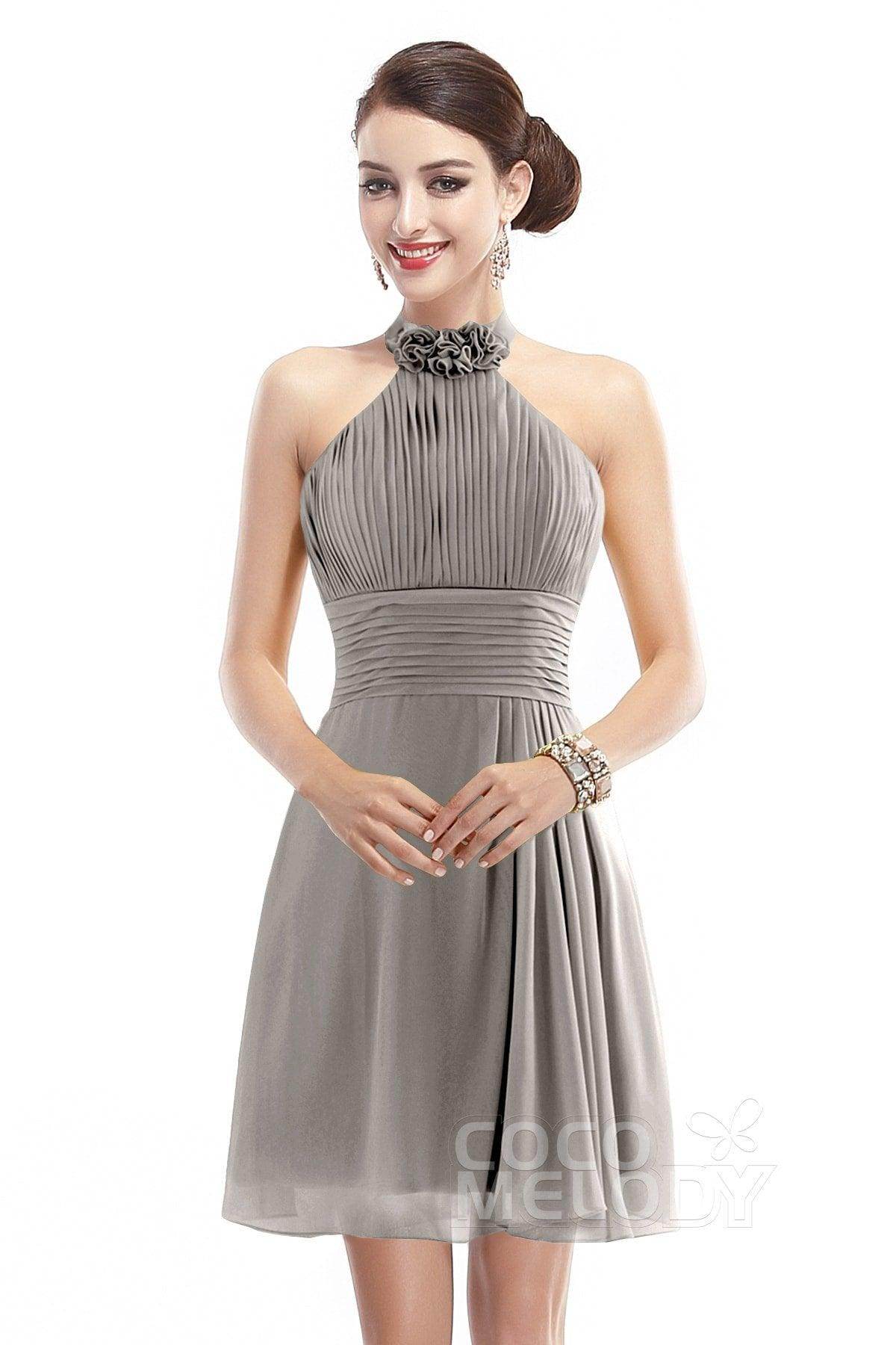 A-Line Short-Mini Chiffon Bridesmaid Dress COZK1401B