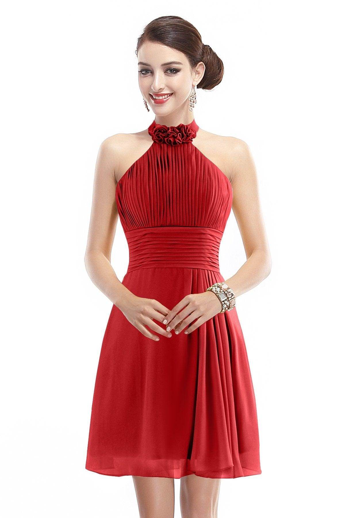 A-Line Short-Mini Chiffon Bridesmaid Dress COZK1401B