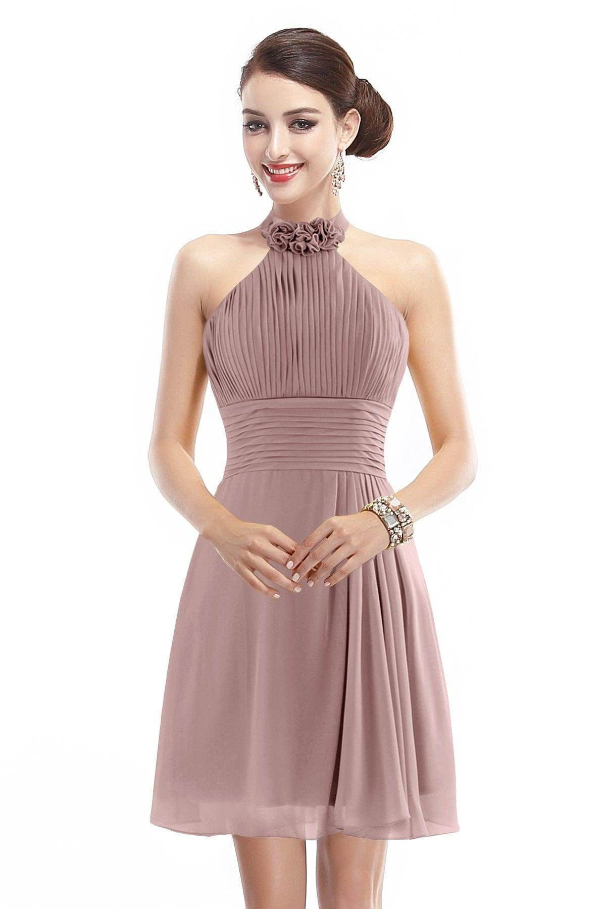 A-Line Short-Mini Chiffon Bridesmaid Dress COZK1401B