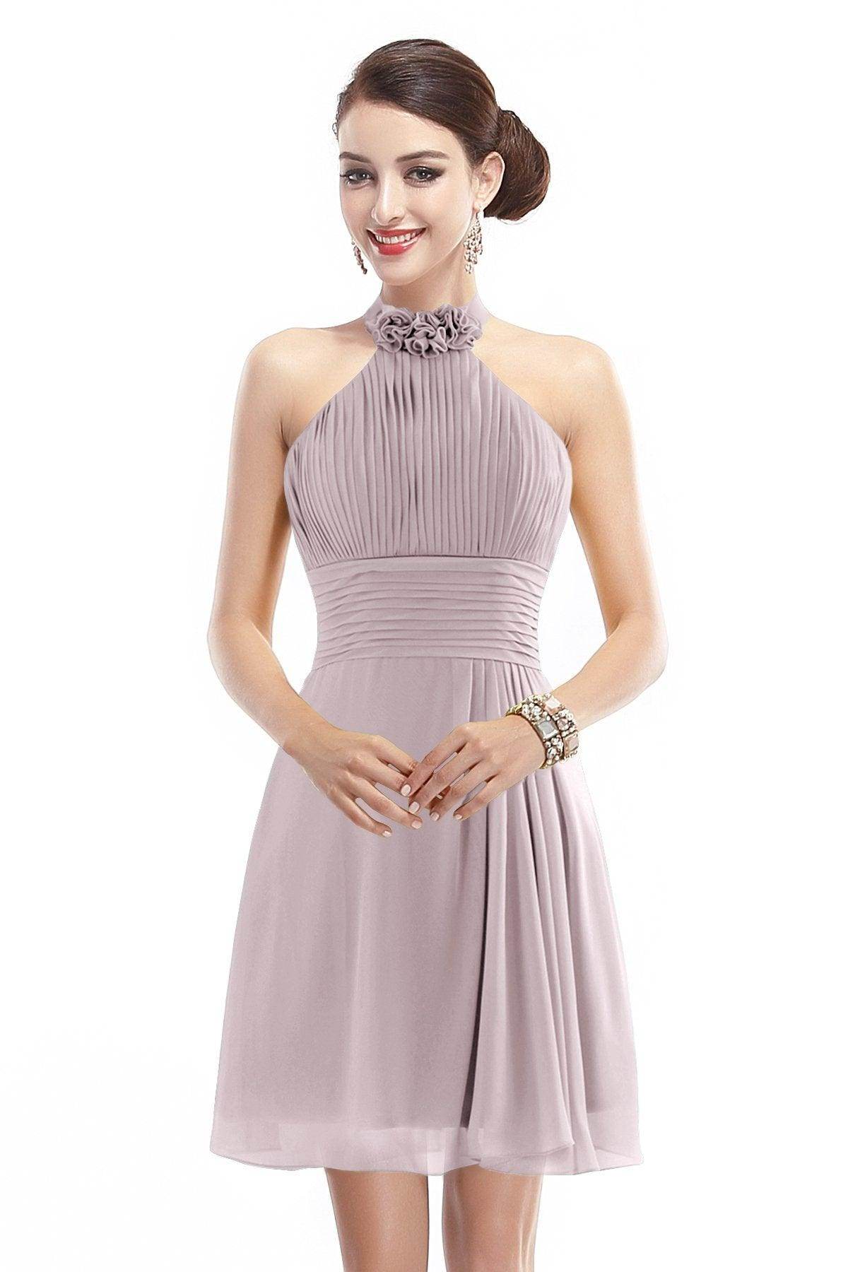 A-Line Short-Mini Chiffon Bridesmaid Dress COZK1401B