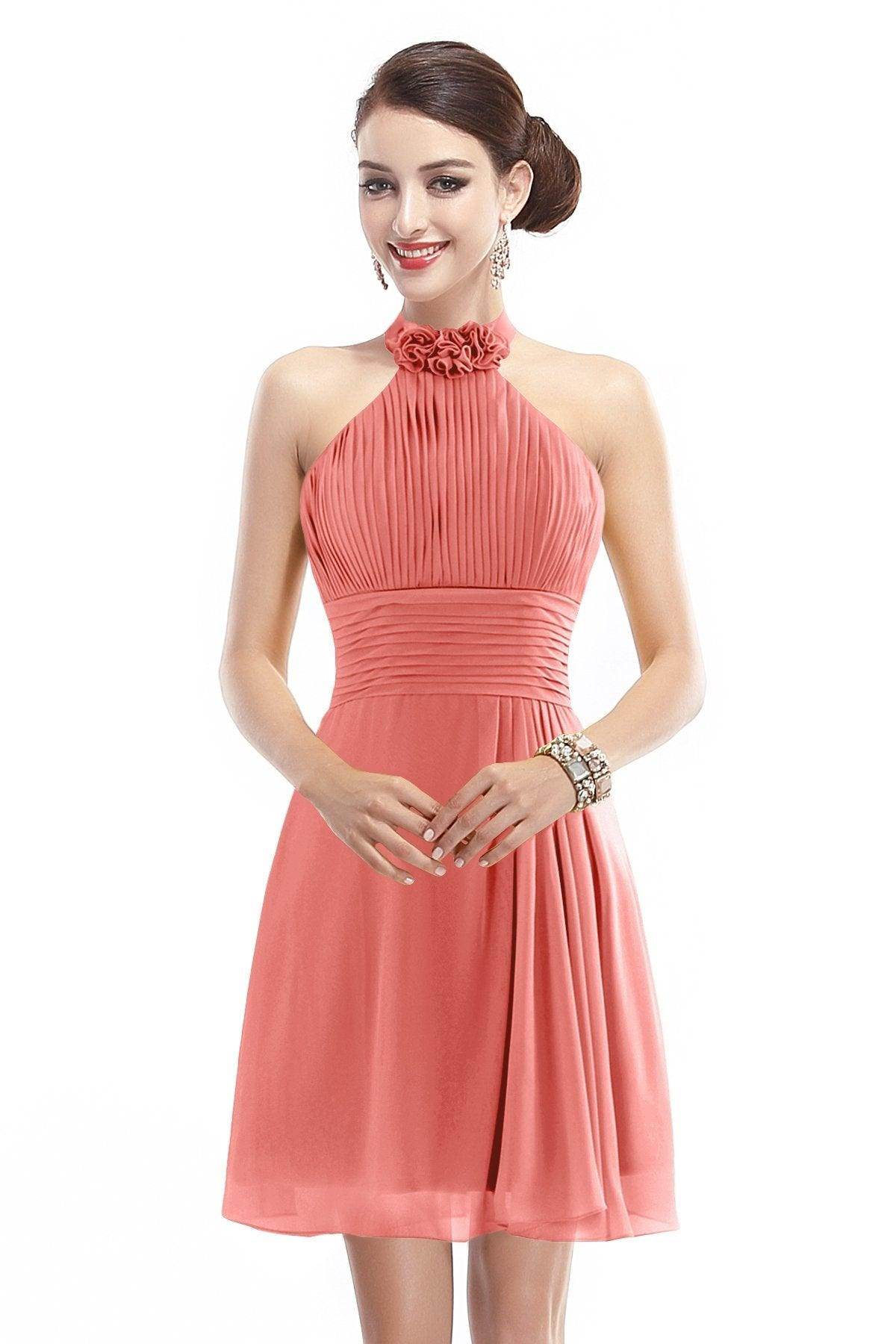 A-Line Short-Mini Chiffon Bridesmaid Dress COZK1401B