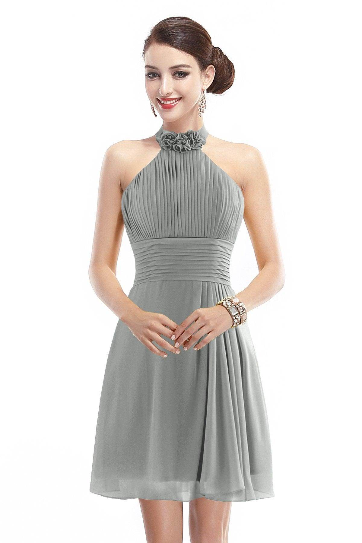 A-Line Short-Mini Chiffon Bridesmaid Dress COZK1401B