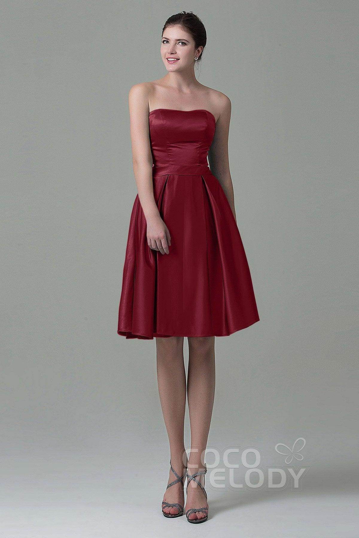 A-Line Knee Length Satin Bridesmaid Dress COZK1500A