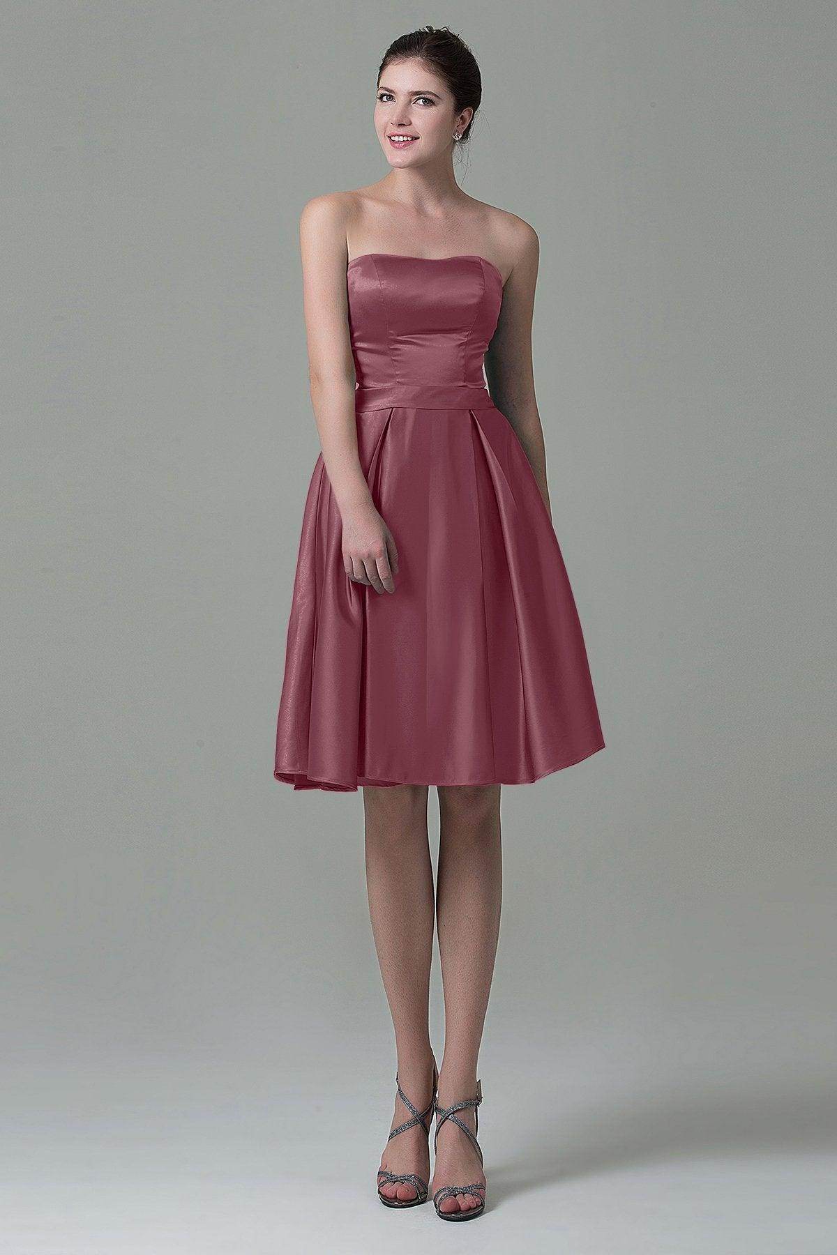 A-Line Knee Length Satin Bridesmaid Dress COZK1500A