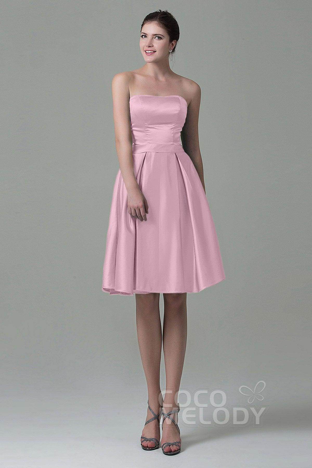 A-Line Knee Length Satin Bridesmaid Dress COZK1500A