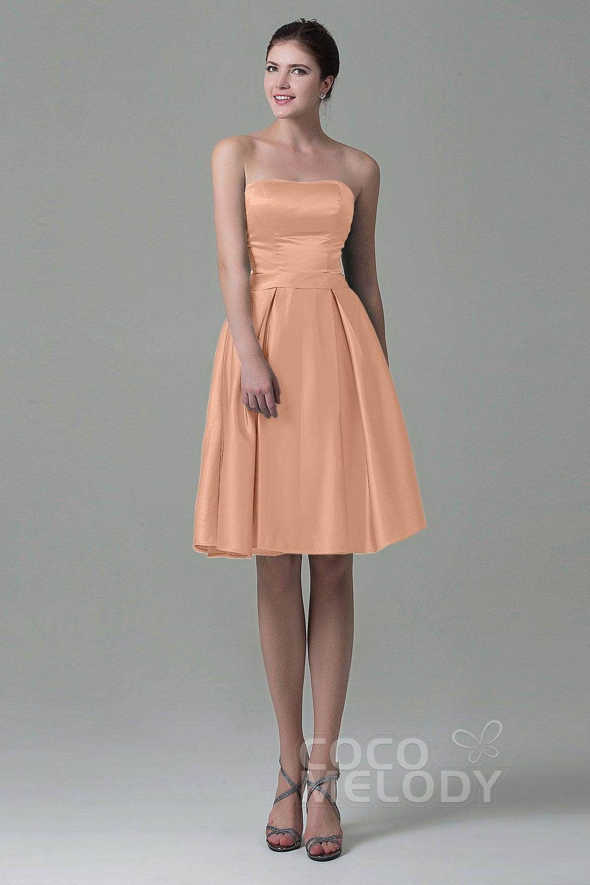 A-Line Knee Length Satin Bridesmaid Dress COZK1500A