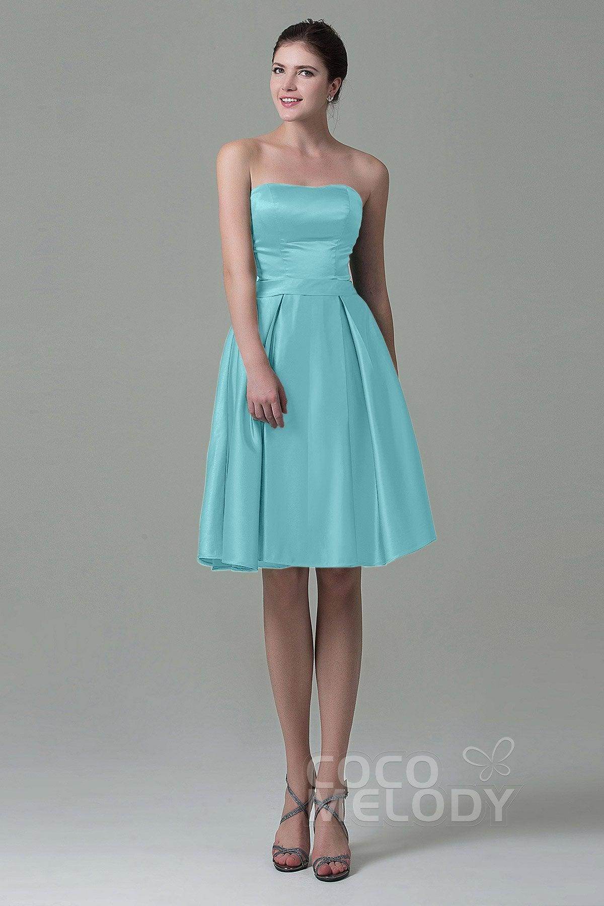 A-Line Knee Length Satin Bridesmaid Dress COZK1500A