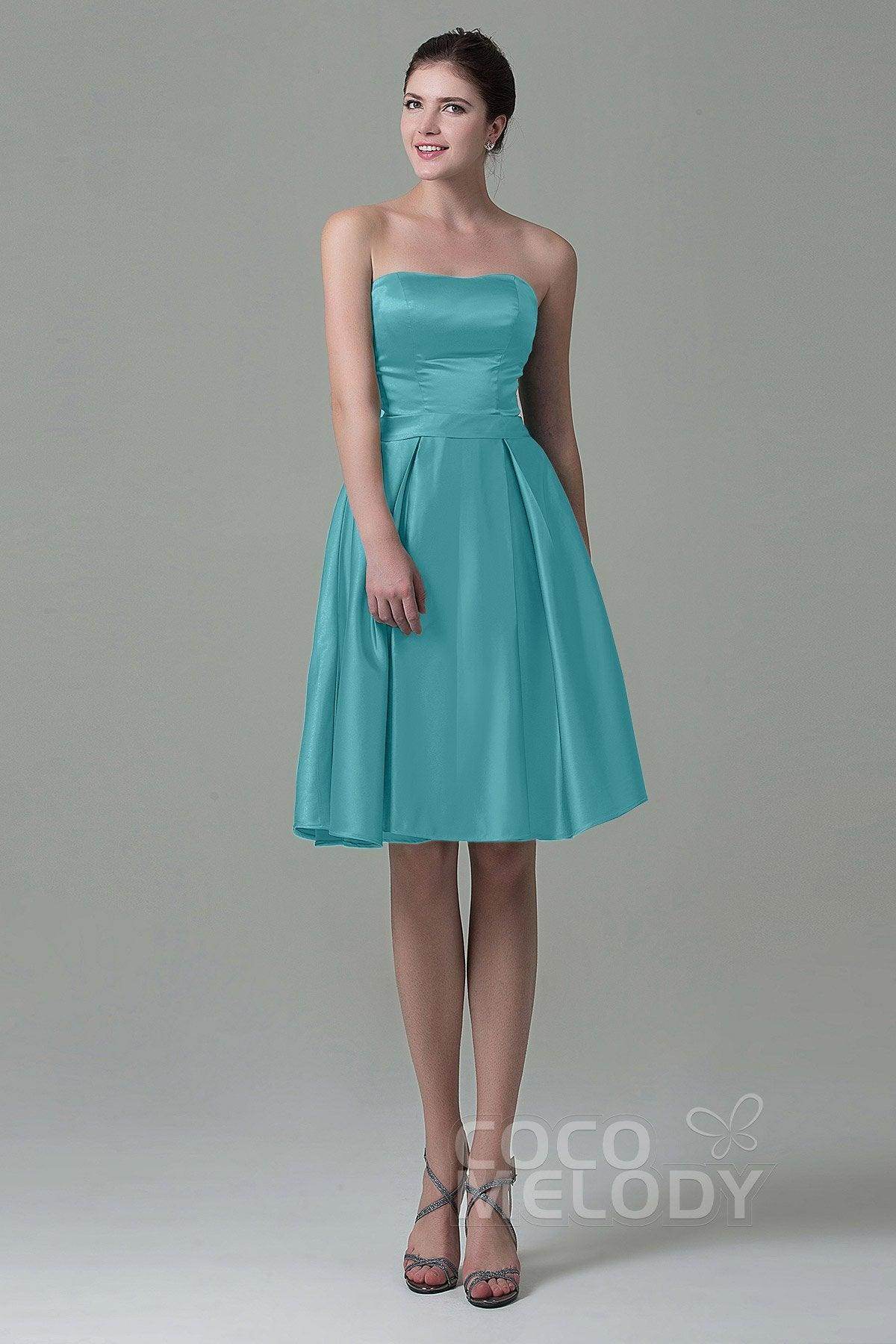 A-Line Knee Length Satin Bridesmaid Dress COZK1500A
