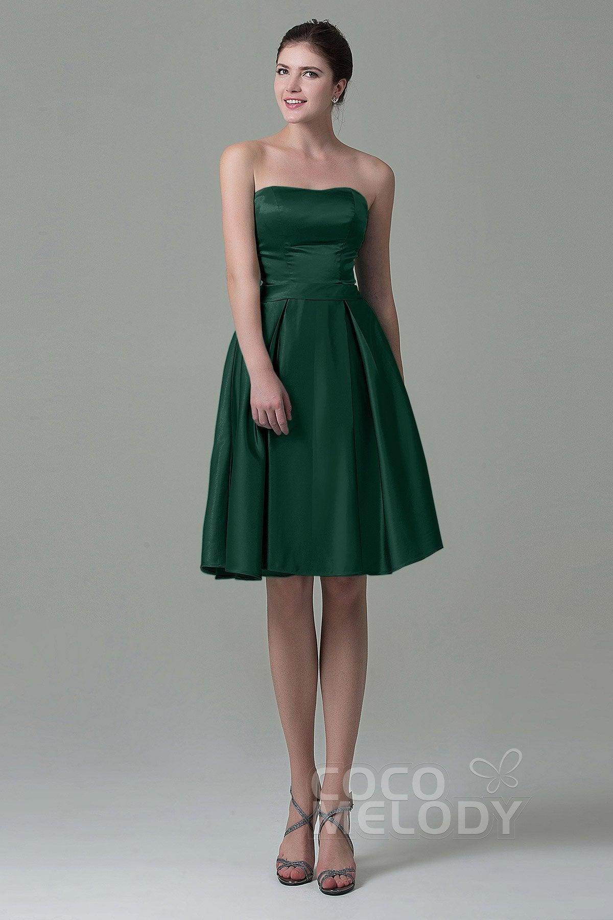 A-Line Knee Length Satin Bridesmaid Dress COZK1500A
