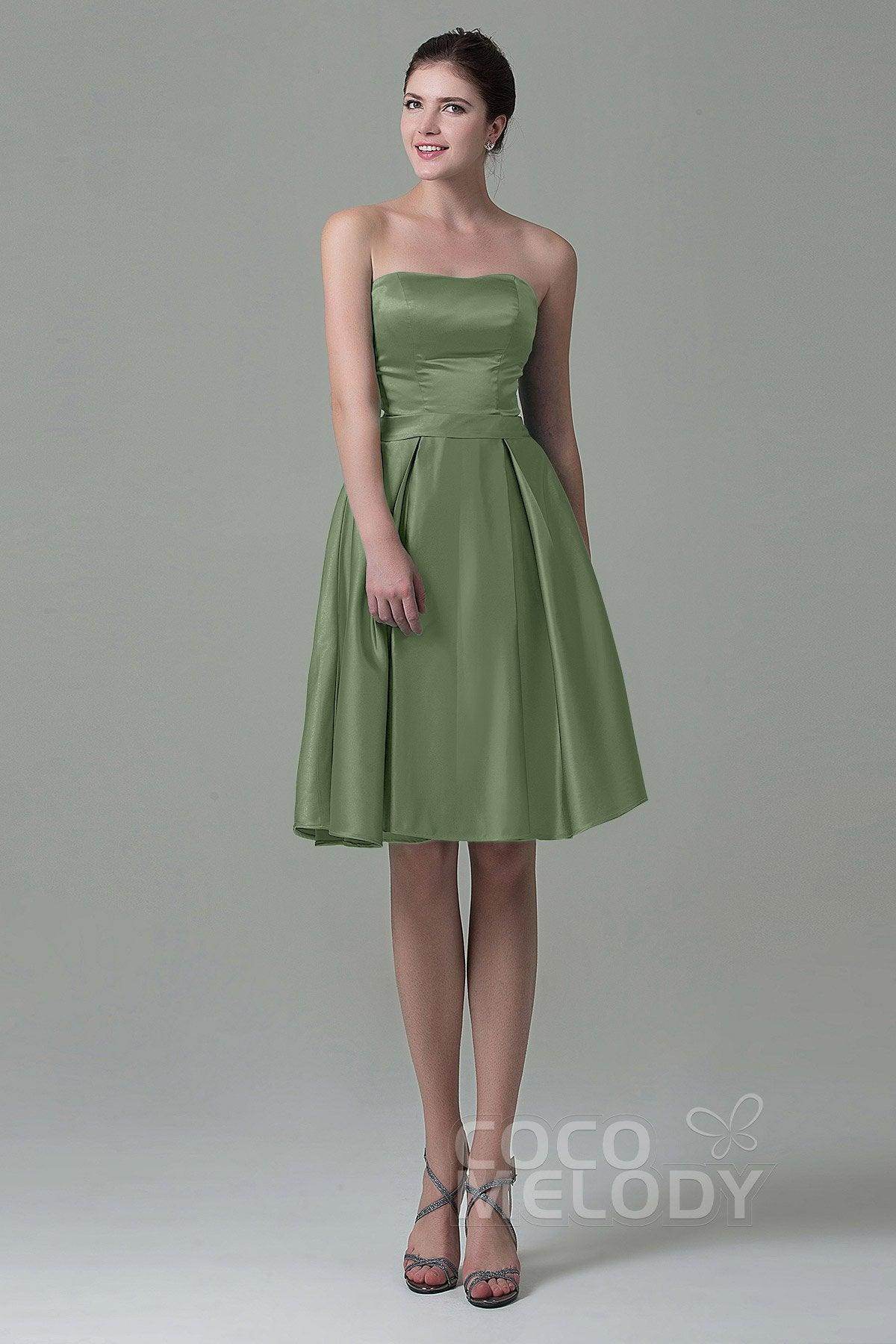 A-Line Knee Length Satin Bridesmaid Dress COZK1500A