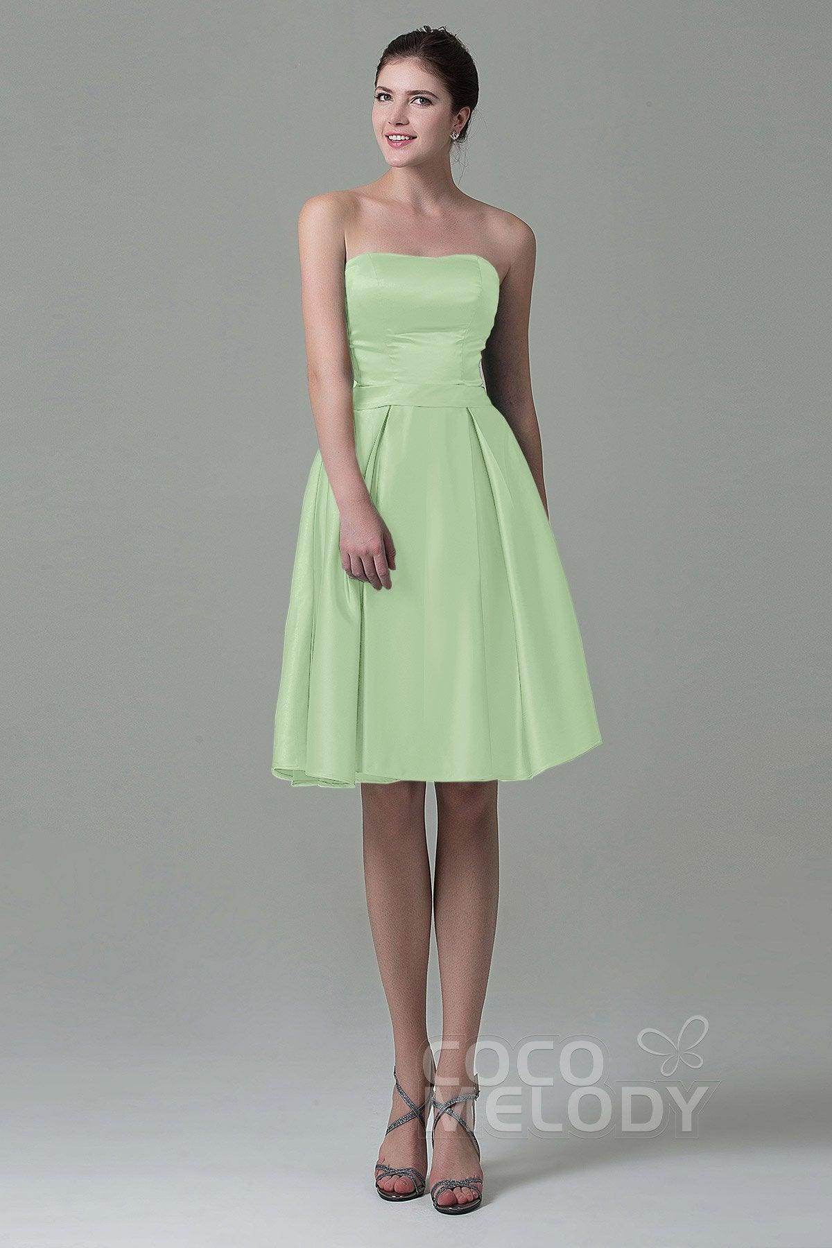 A-Line Knee Length Satin Bridesmaid Dress COZK1500A