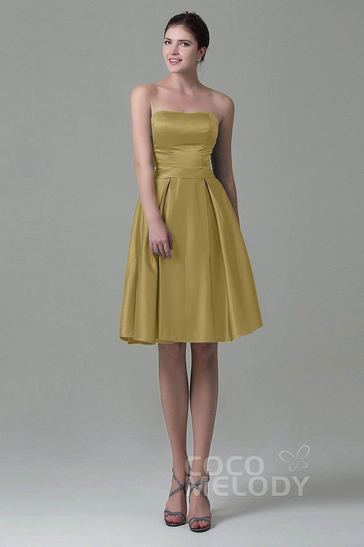 A-Line Knee Length Satin Bridesmaid Dress COZK1500A