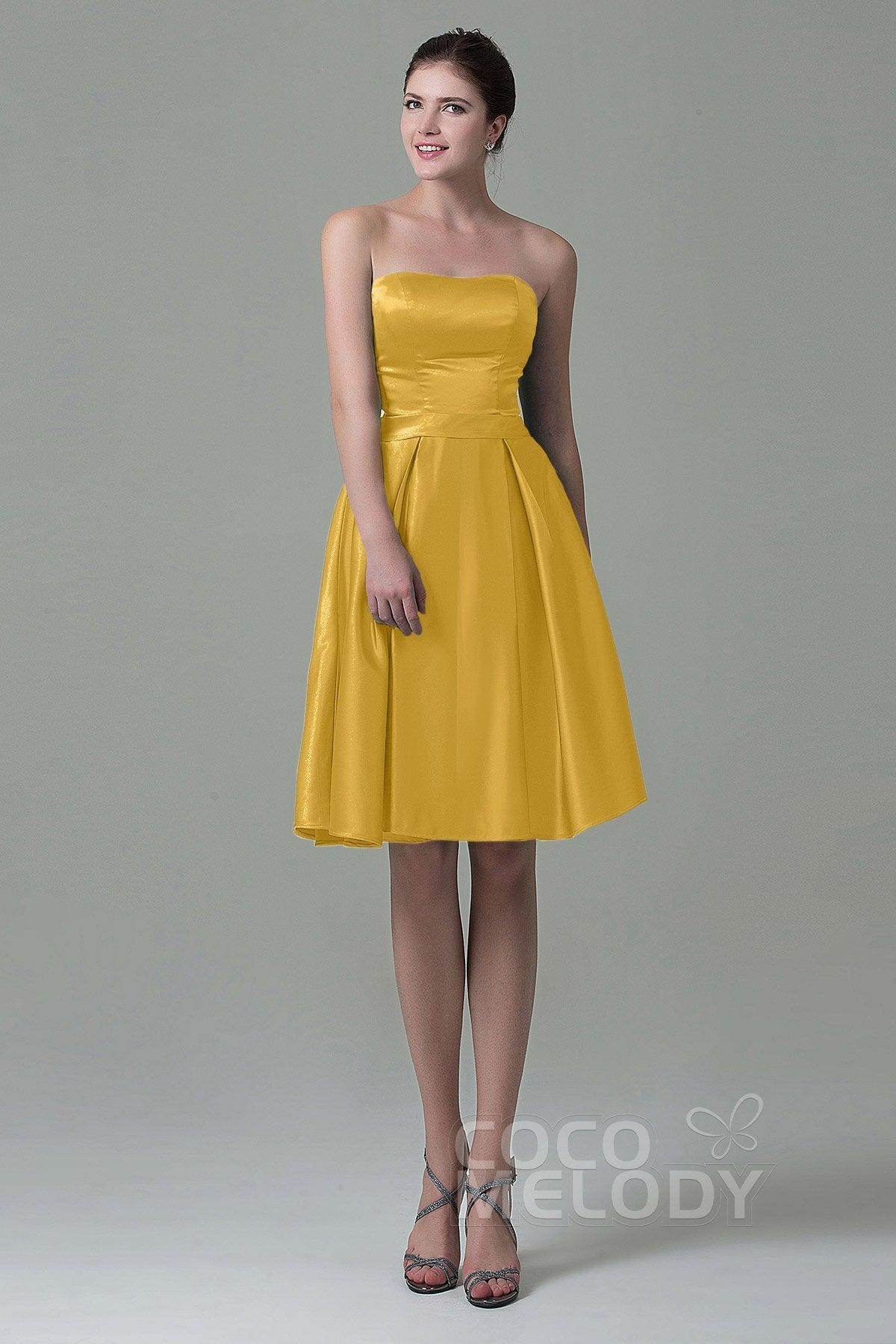 A-Line Knee Length Satin Bridesmaid Dress COZK1500A
