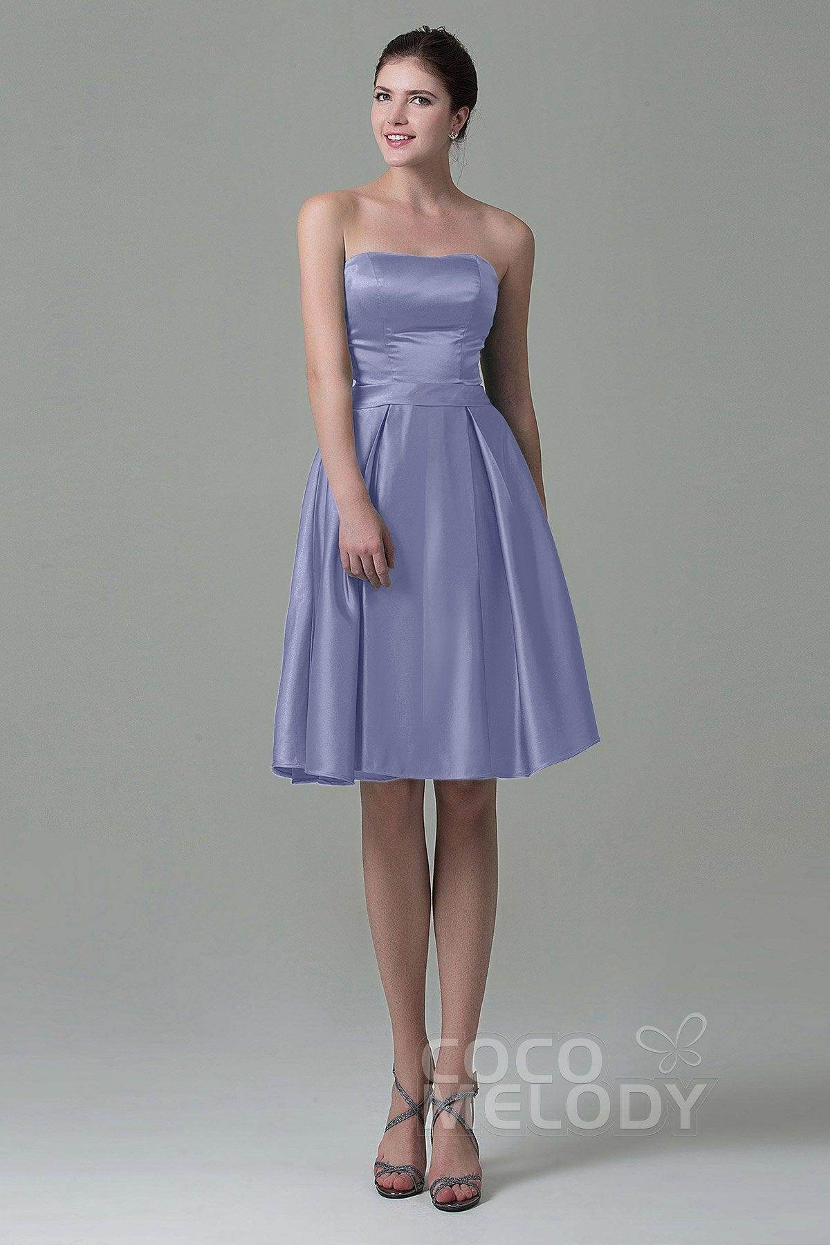 A-Line Knee Length Satin Bridesmaid Dress COZK1500A
