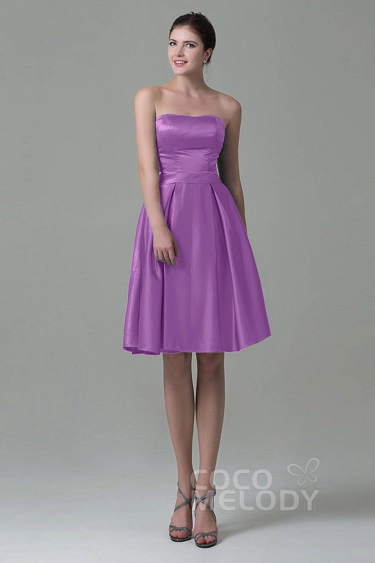 A-Line Knee Length Satin Bridesmaid Dress COZK1500A
